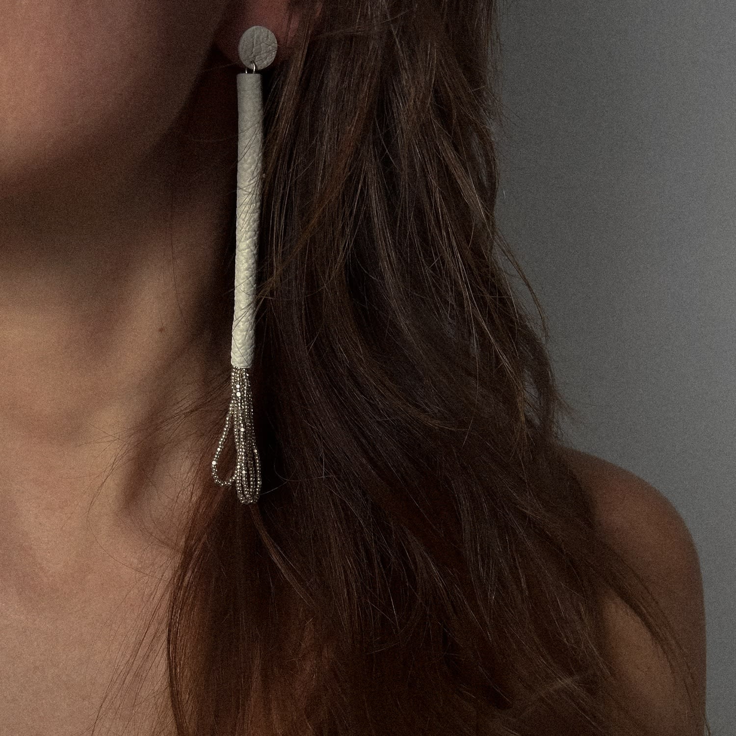 Dewfall Leather Drop Earrings With Glass Beads