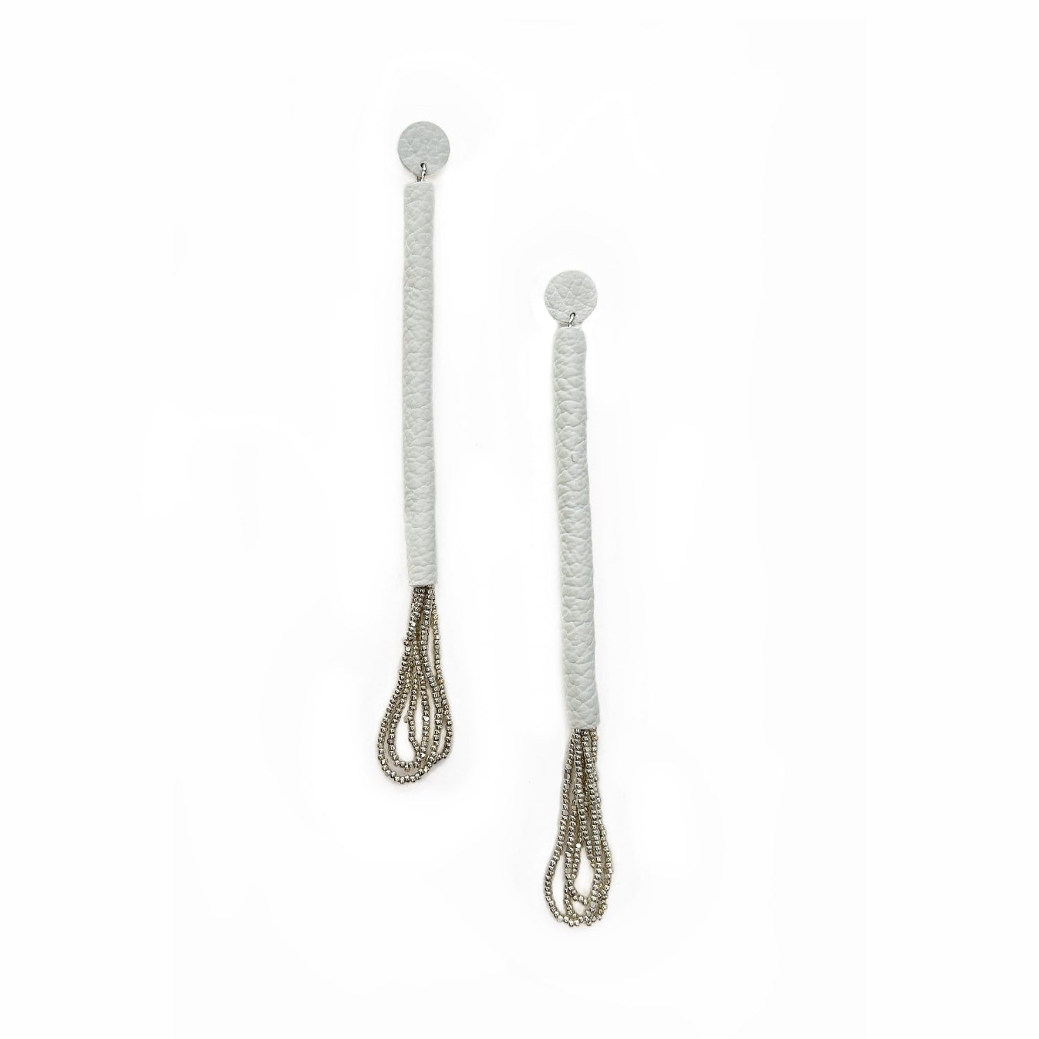 Dewfall Leather Drop Earrings With Glass Beads