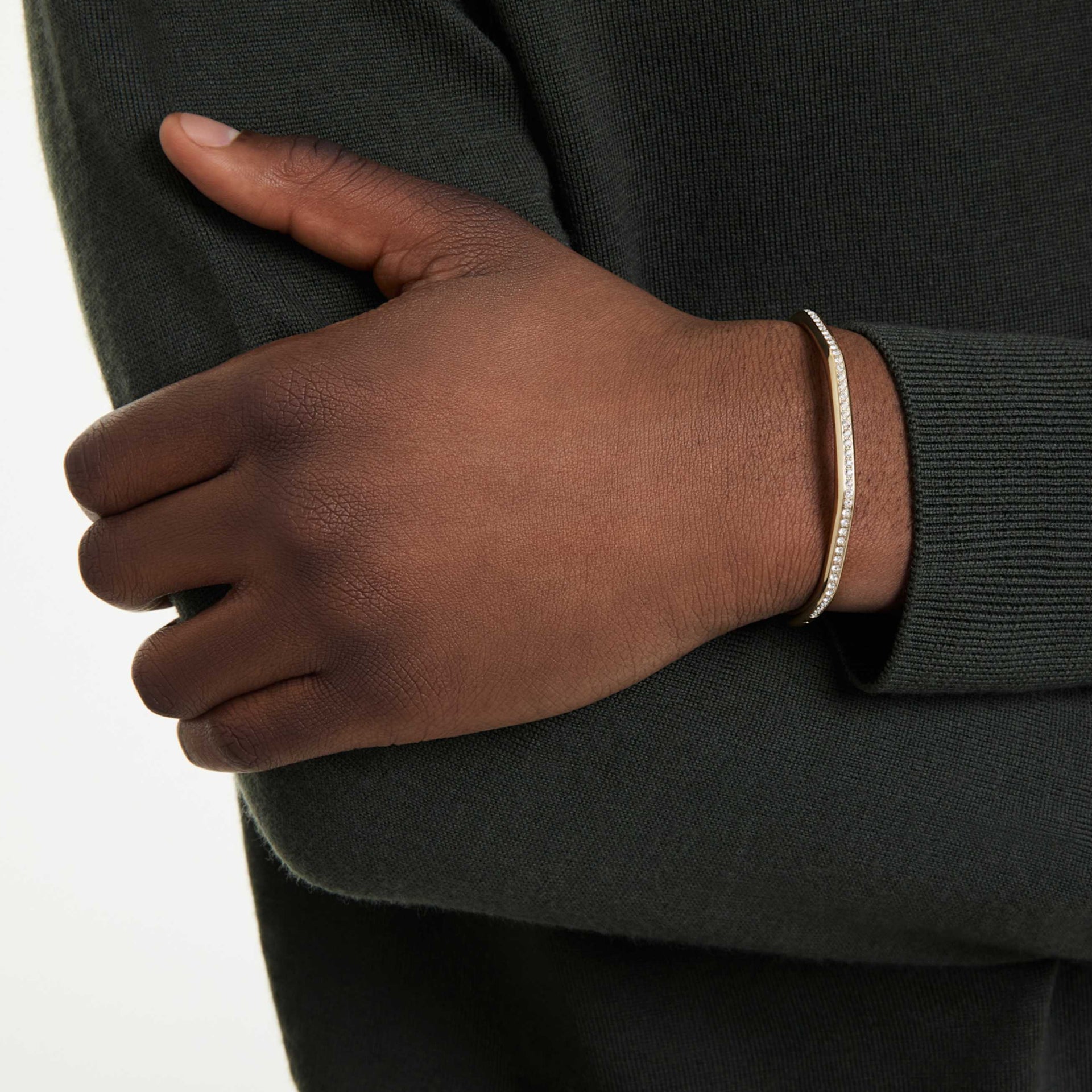 DEXTERA BANGLE OCTAGON SHAPE ROUND CUT WHITE GOLD TONE PLATED