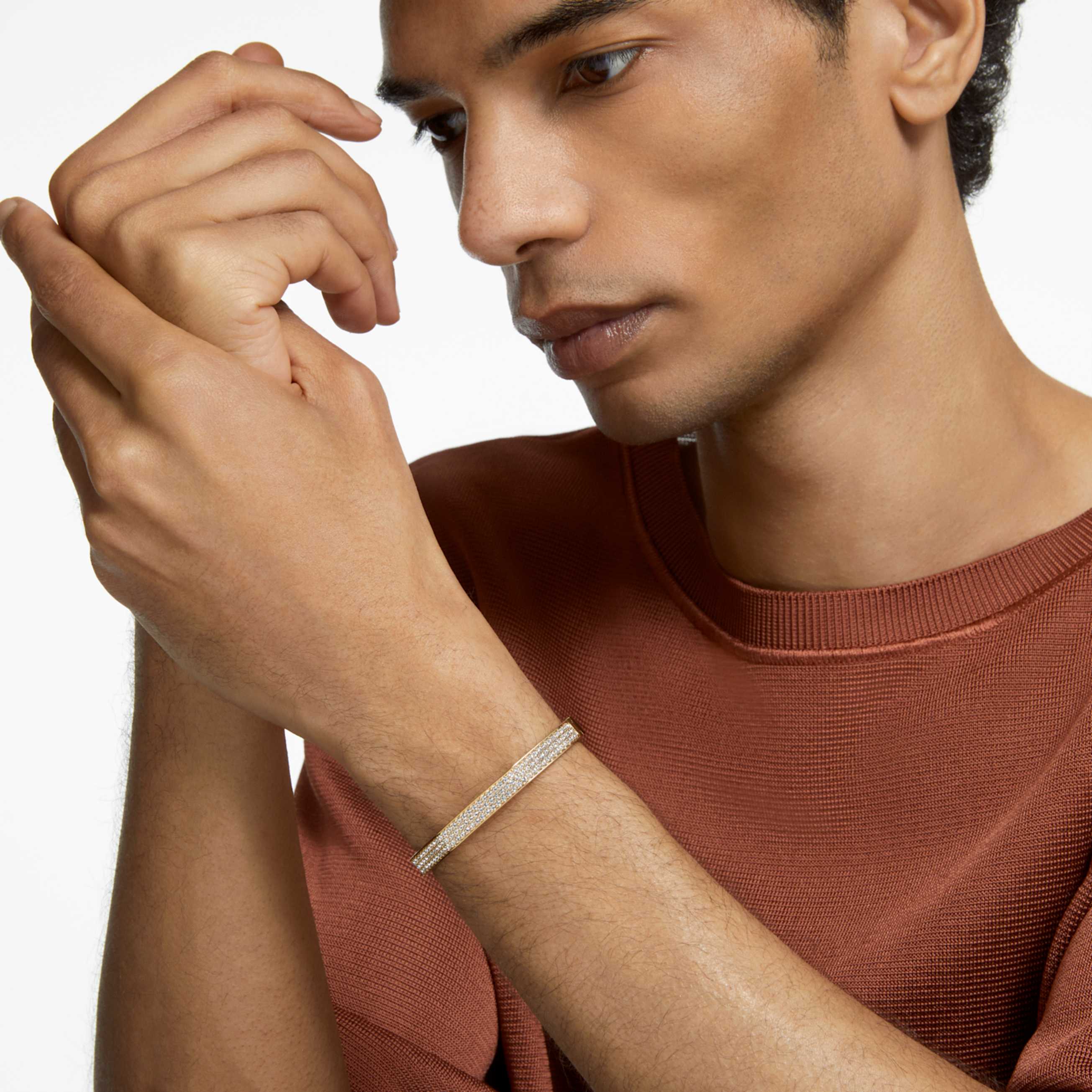 DEXTERA BANGLE OCTAGON SHAPE WHITE GOLD TONE PLATED