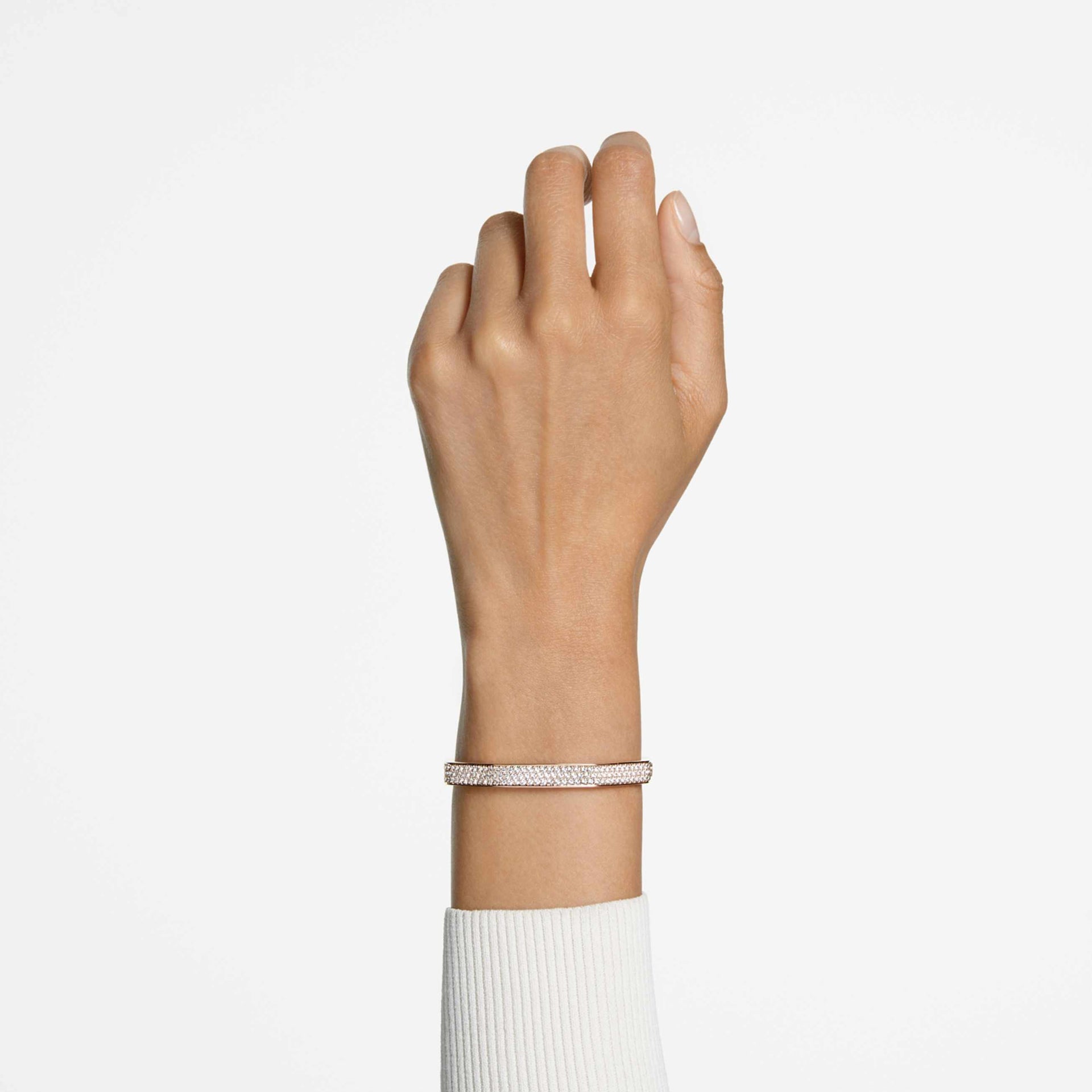 DEXTERA BANGLE OCTAGON SHAPE WHITE ROSE GOLD TONE PLATED