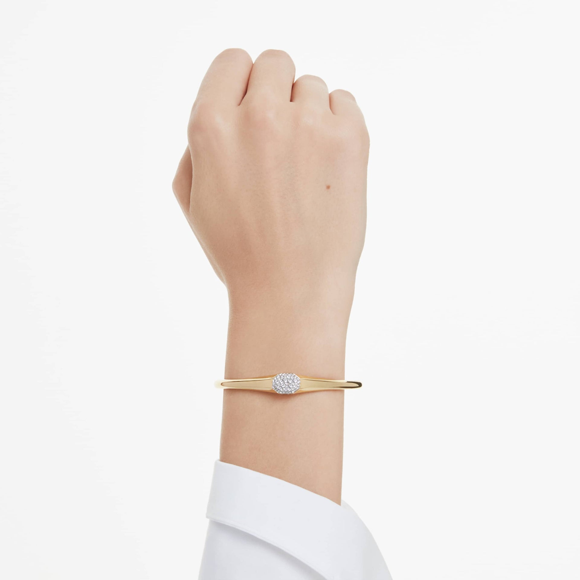 DEXTERA BANGLE ROUND CUT WHITE GOLD TONE PLATED