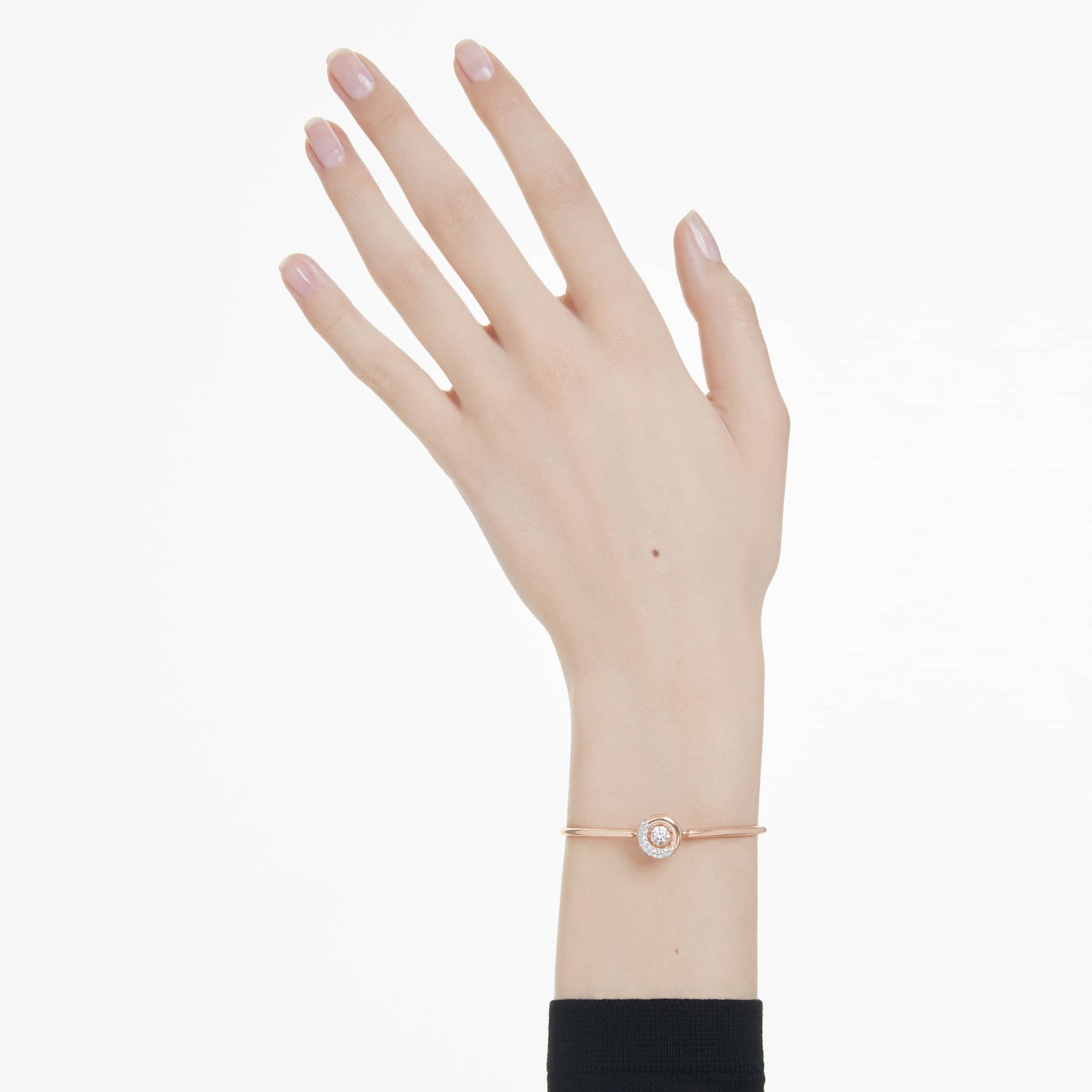 DEXTERA BANGLE ROUND CUT WHITE ROSE GOLD TONE PLATED