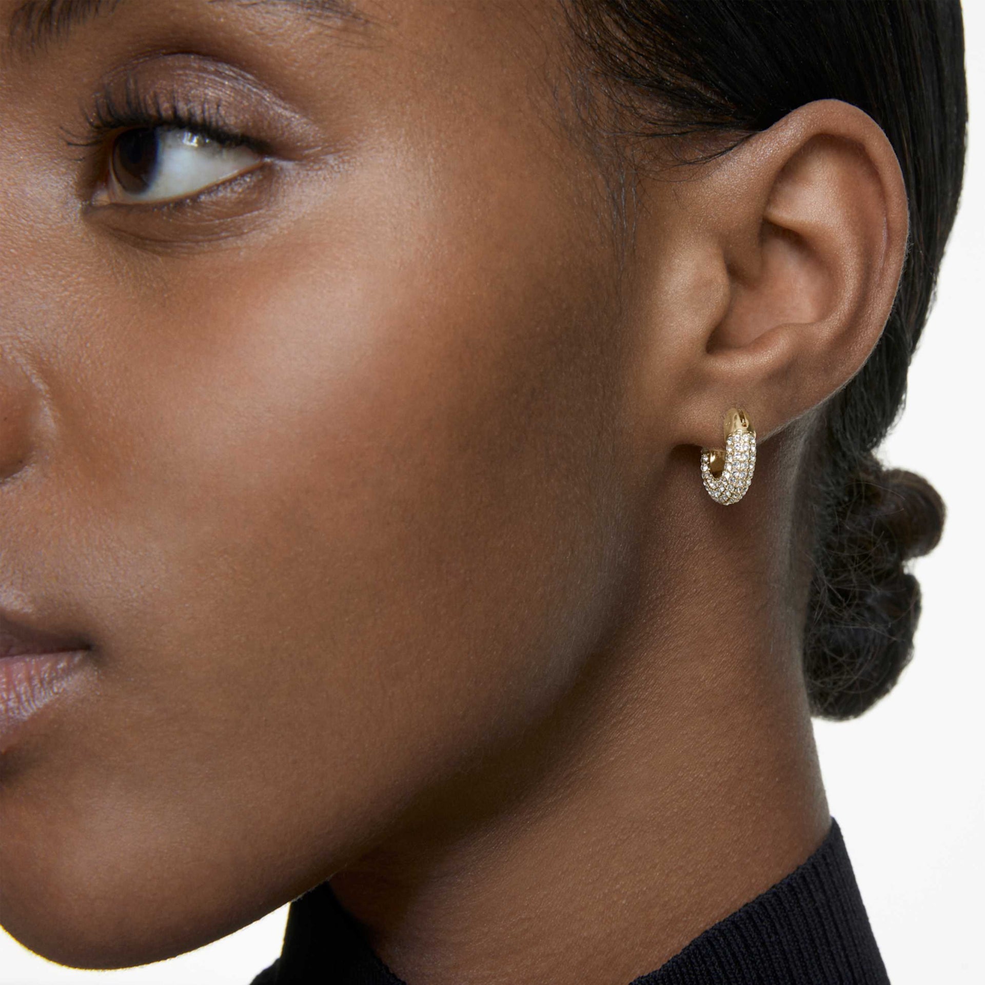DEXTERA HOOP EARRINGS SMALL WHITE GOLD TONE PLATED