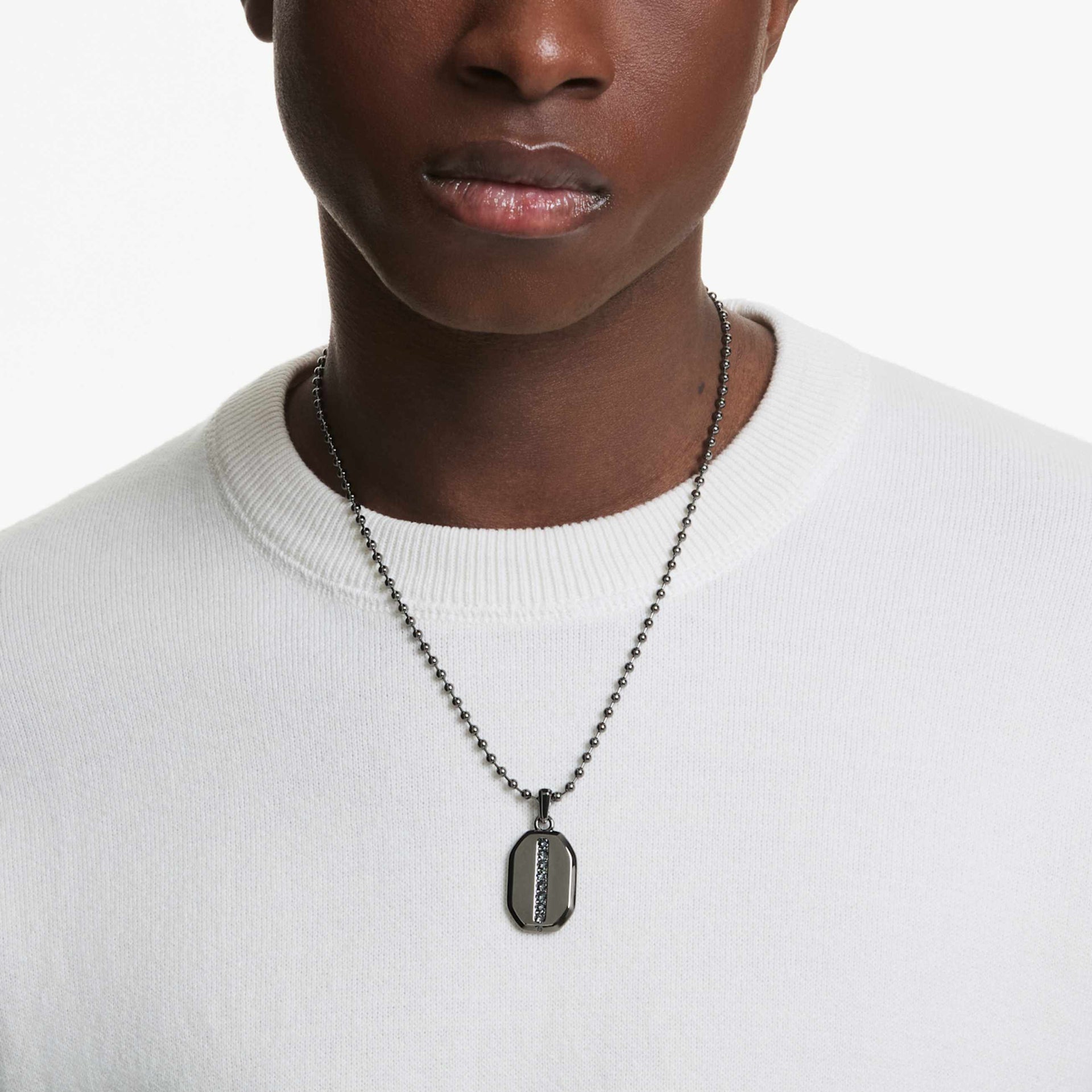 DEXTERA PENDANT OCTAGON SHAPE ROUND CUT BLACK RUTHENIUM PLATED