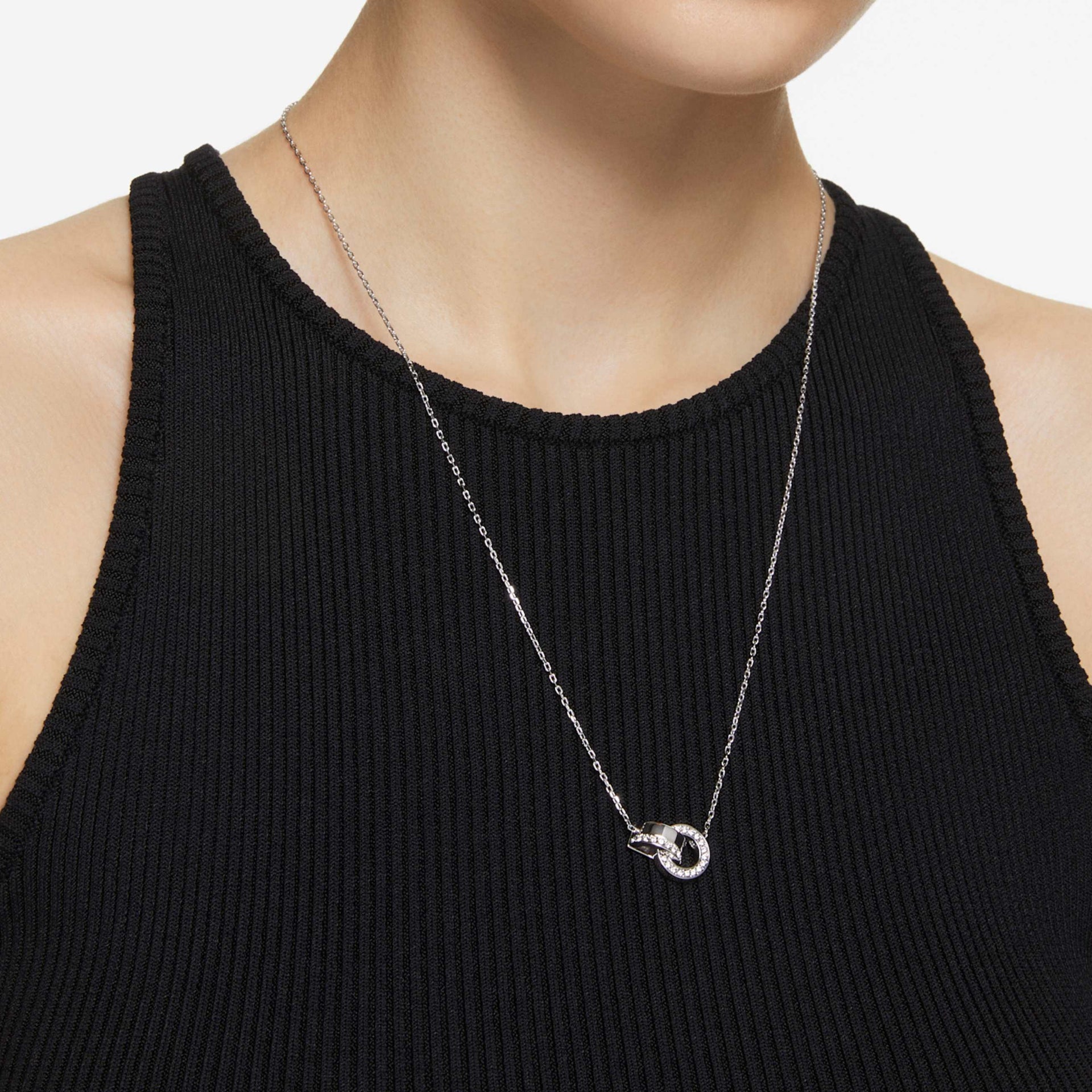 DEXTERA PENDANT PAVE WHITE RHODIUM PLATED