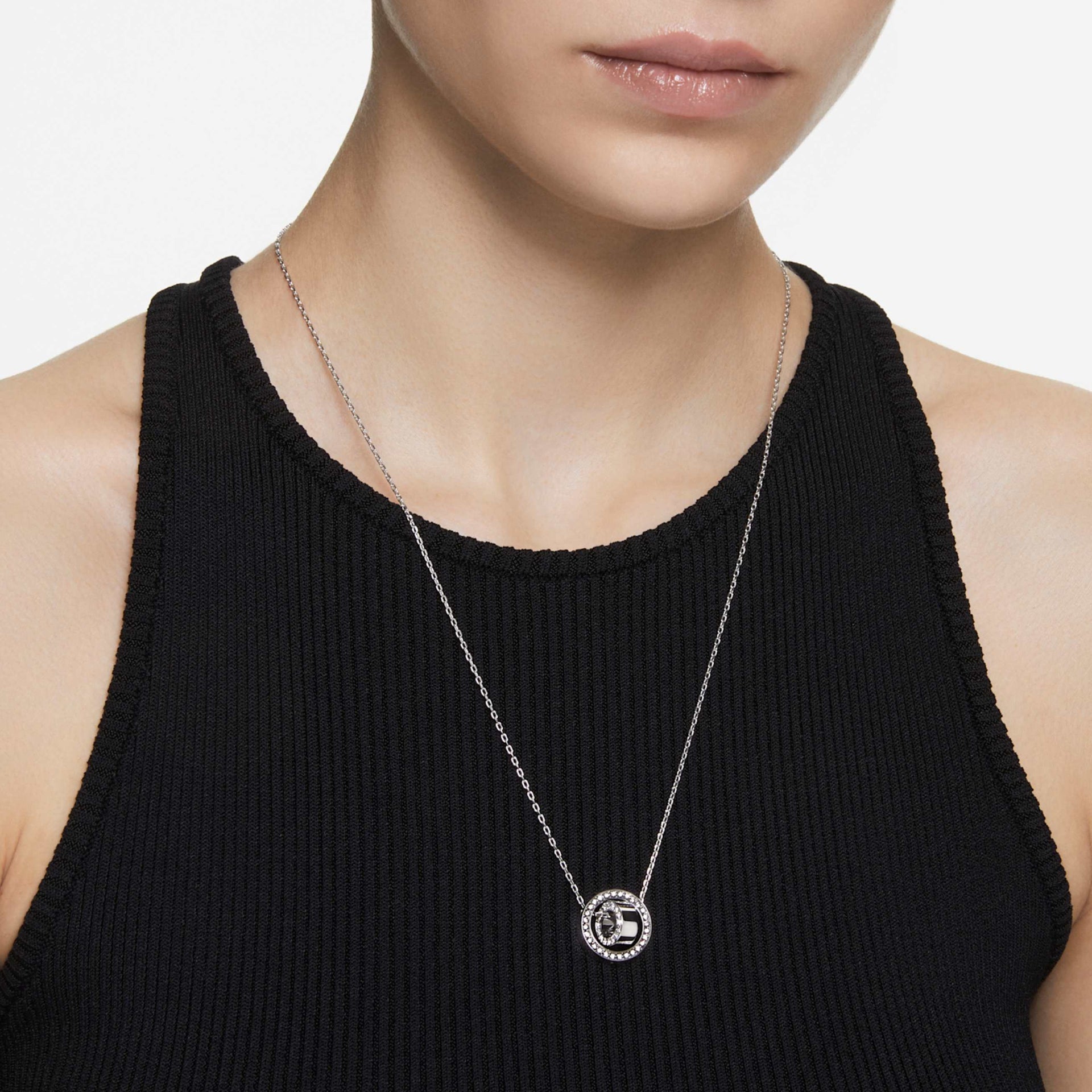 DEXTERA PENDANT PAVE WHITE RHODIUM PLATED
