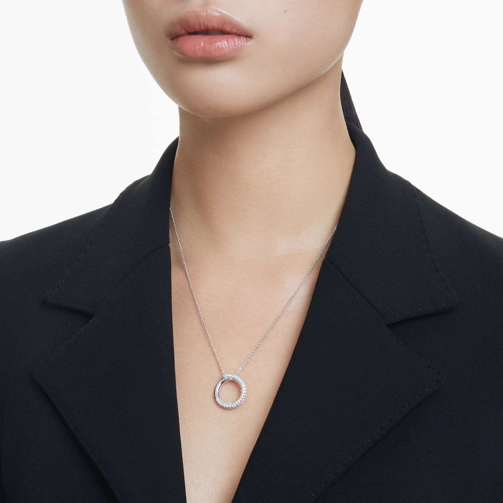 DEXTERA PENDANT PAVE WHITE RHODIUM PLATED