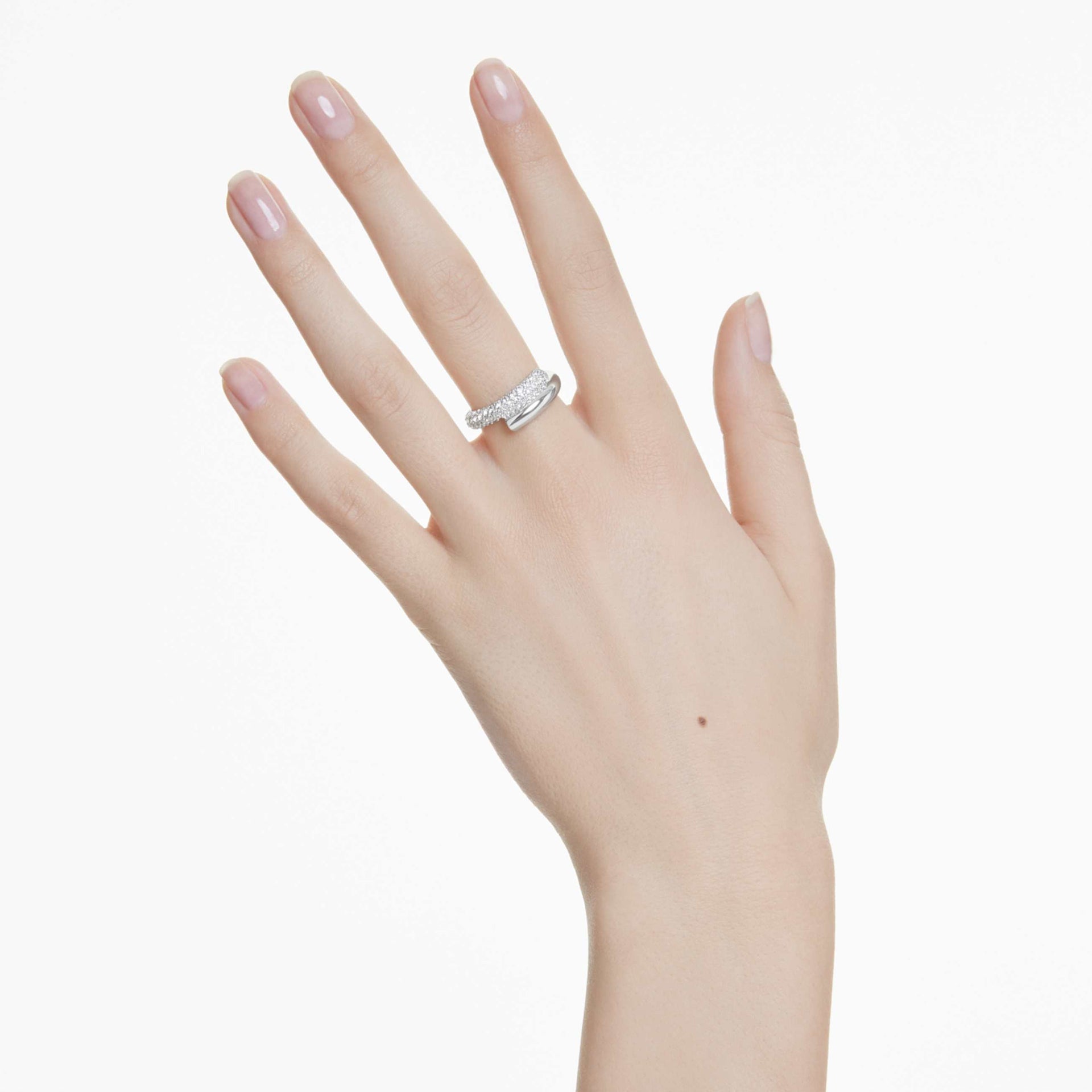 DEXTERA RING WHITE RHODIUM PLATED