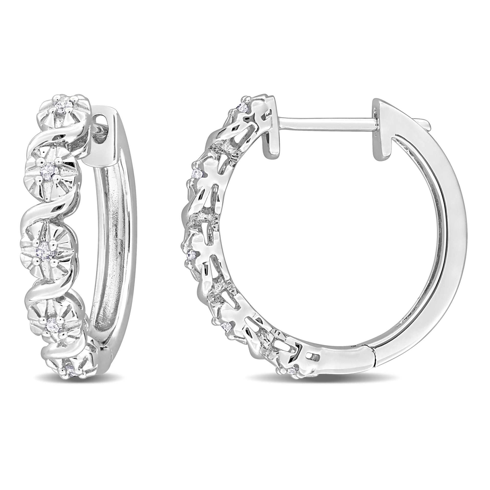 Mimi & Max 1/6ct TDW Diamond Half Twist Earrings in Sterling Silver