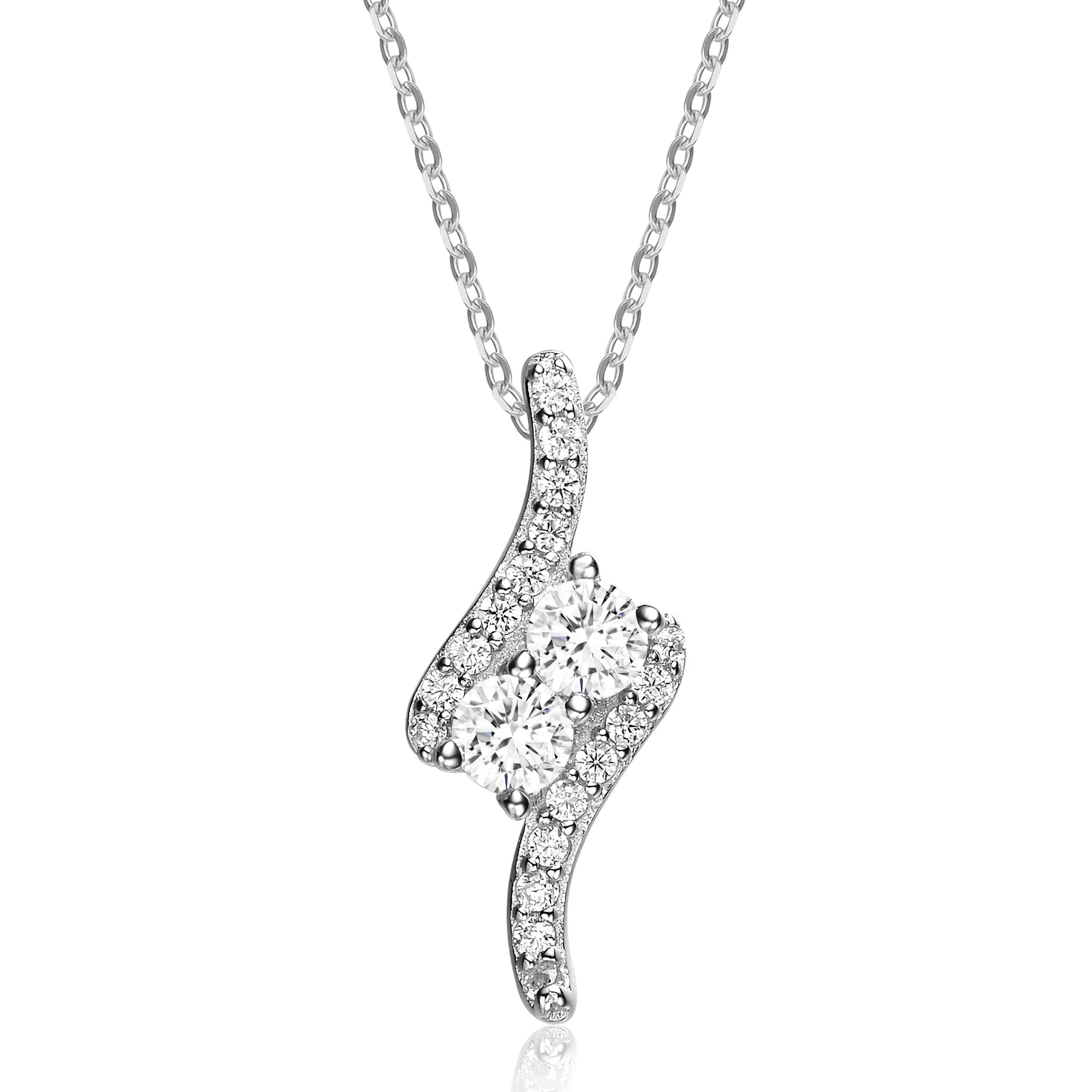 Sterling Silver Clear Cubic Zirconia Accent Pendant Necklace