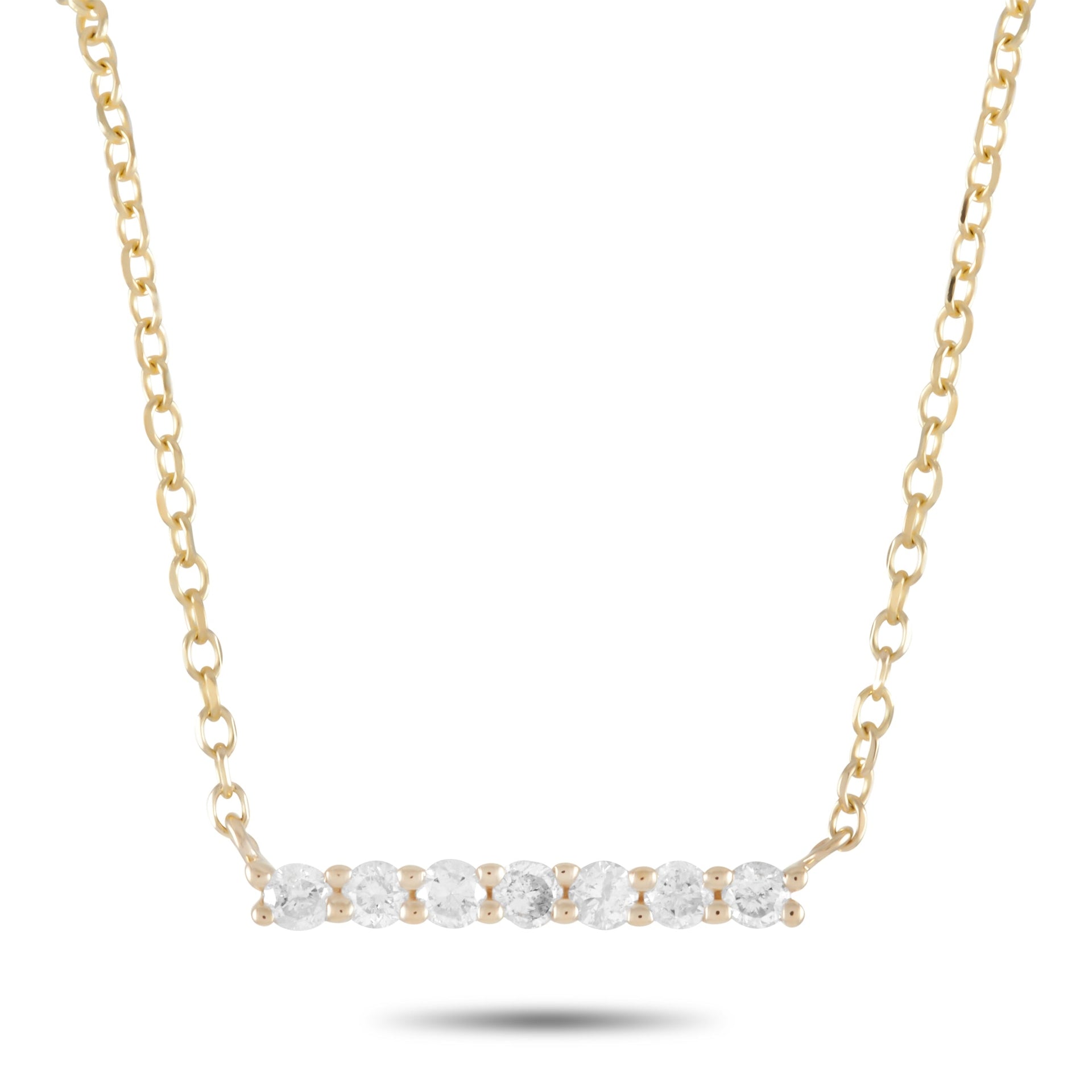 LB Exclusive 14K Yellow Gold 0.10ct Diamond Bar Necklace