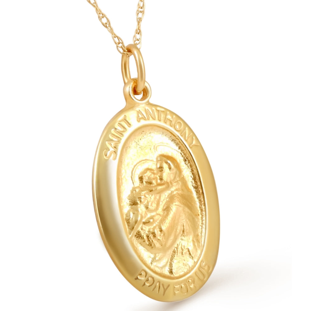 14k White or Yellow Gold St. Anthony Medal Pendant 1' Tall 2 Grams
