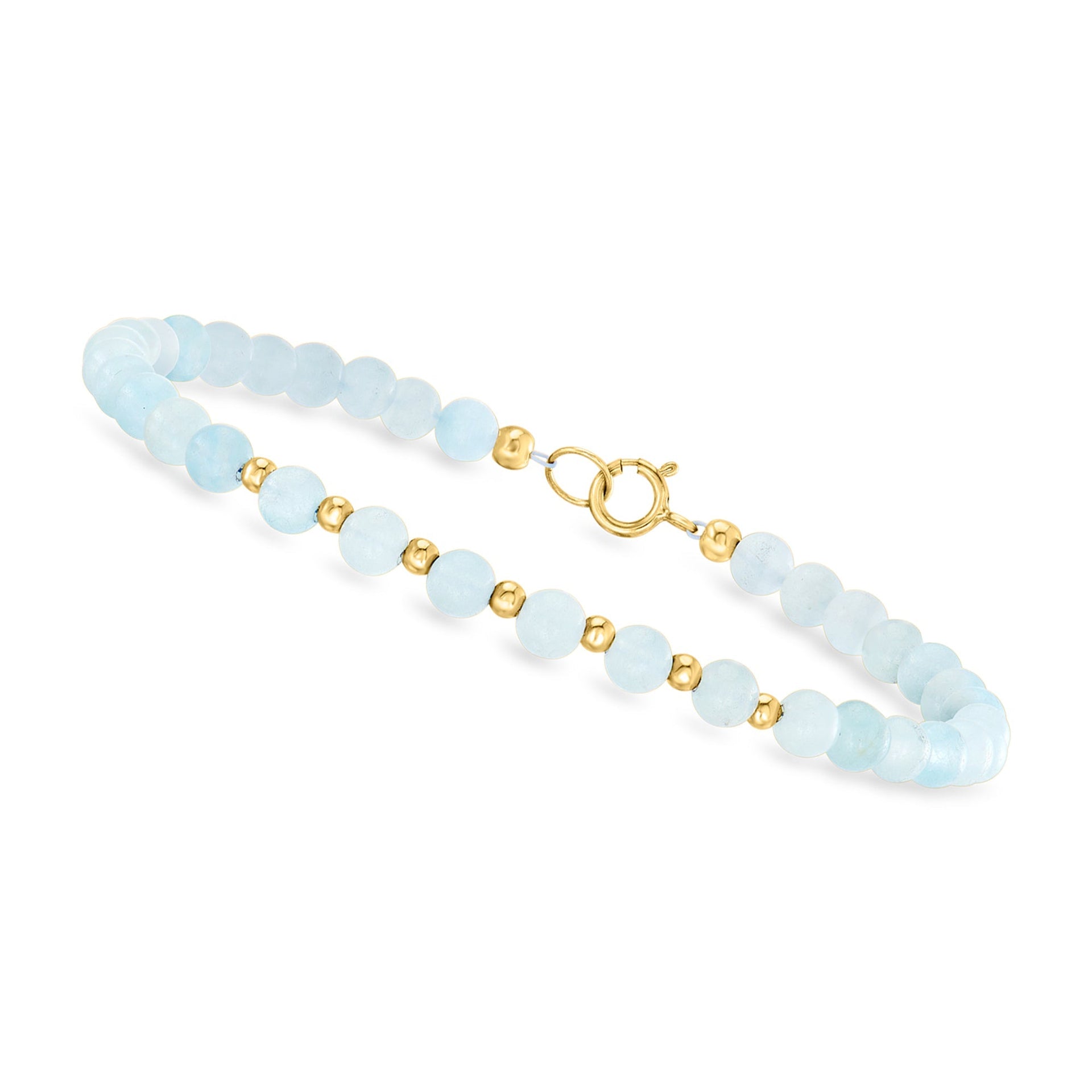 Canaria Fine Jewelry 18.00- Aquamarine Bead Bracelet in 10kt Yellow Gold