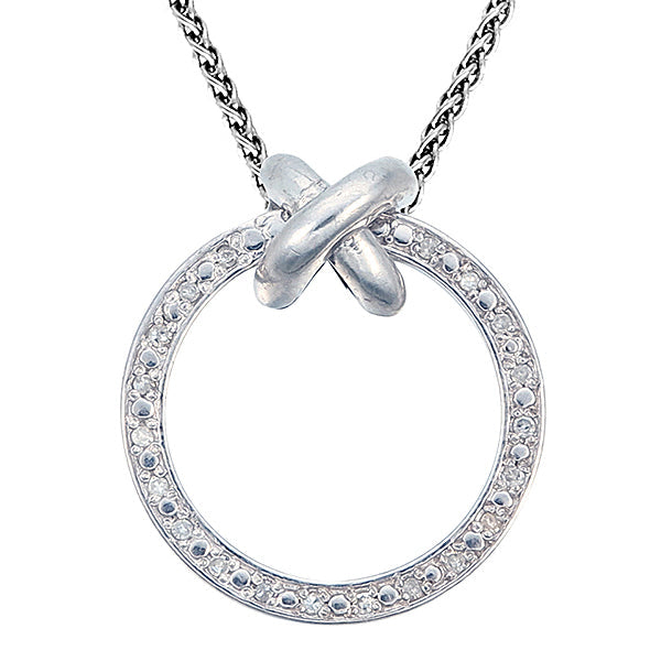 1/10 cttw Diamond Pendant, Diamond Circle Pendant Necklace for Women in .925 Sterling Silver with 18 Inch Chain, Prong Setting