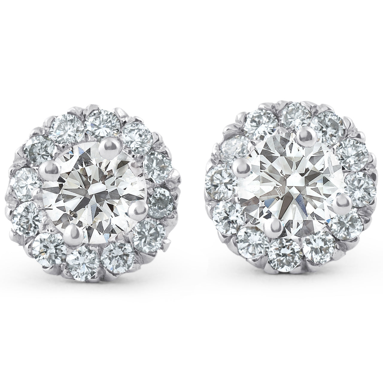 7/8 ct Halo Diamond Studs 14k White Gold