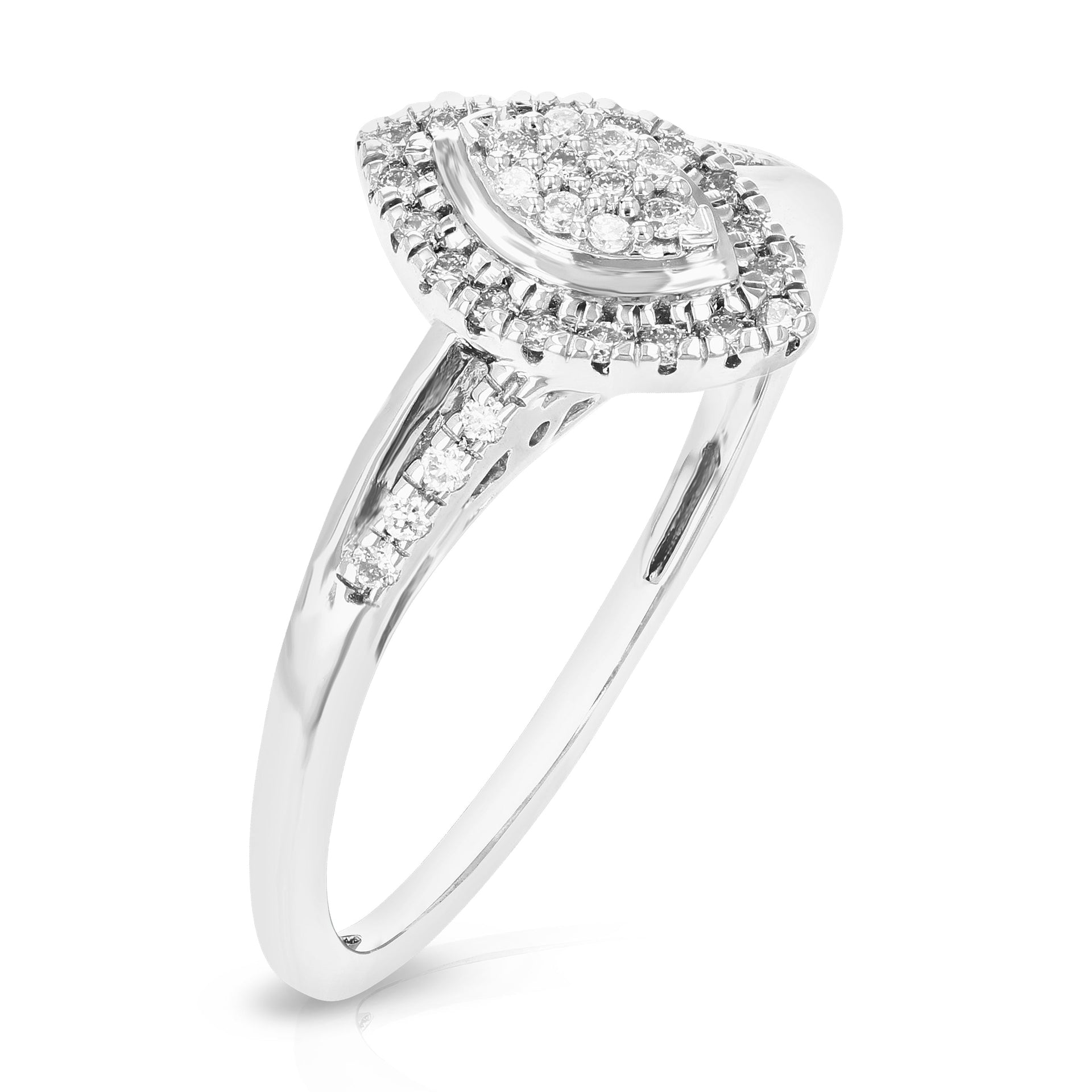 1/5 cttw Round Lab Grown Diamond Engagement Ring .925 Sterling Silver Prong Set