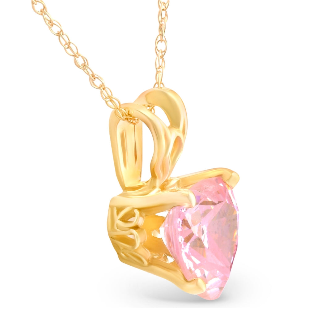 7mm Women's Heart Pendant in Pink Topaz 14k White, Rose, or Yellow Gold Necklace