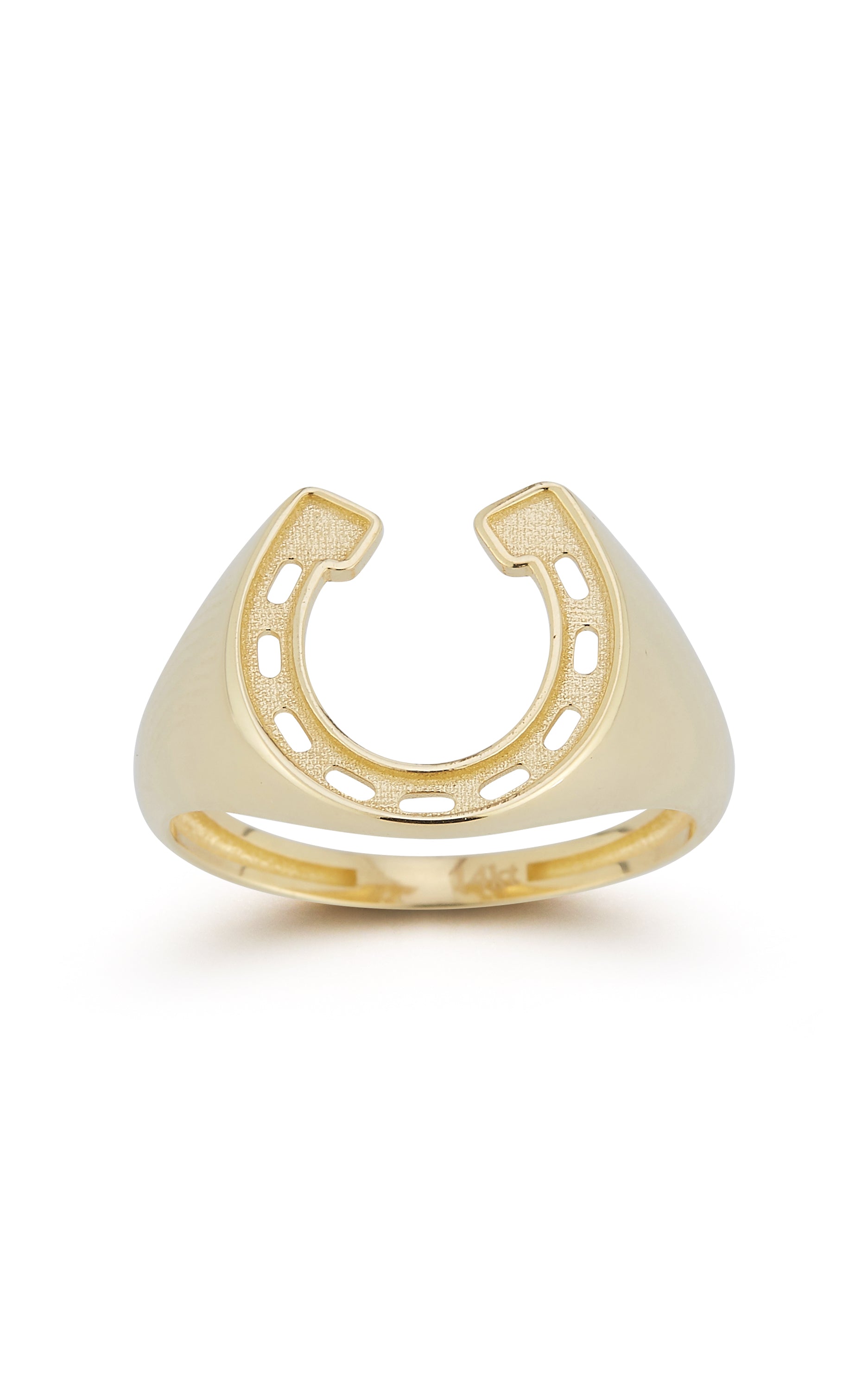 14K Gold Horse Shoe Signet Ring