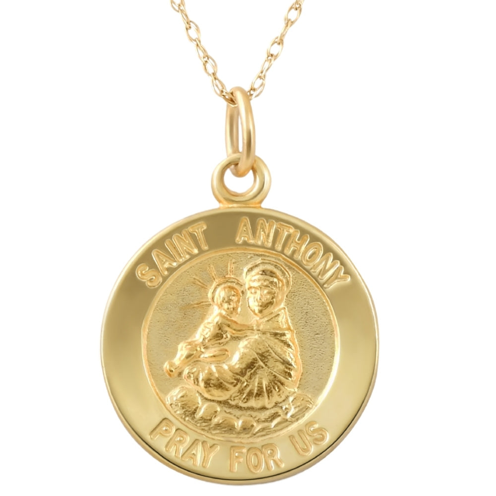 14k Yellow Gold St. Anthony Medal Pendant .5' Tall 1.5 Grams