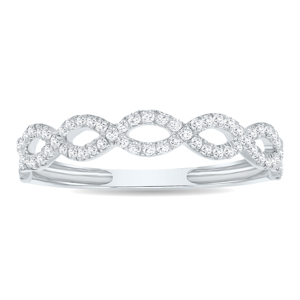 Women's 1/4 Carat TW 3mm Double Row Twisted Diamond Wedding Band In 10K White Gold