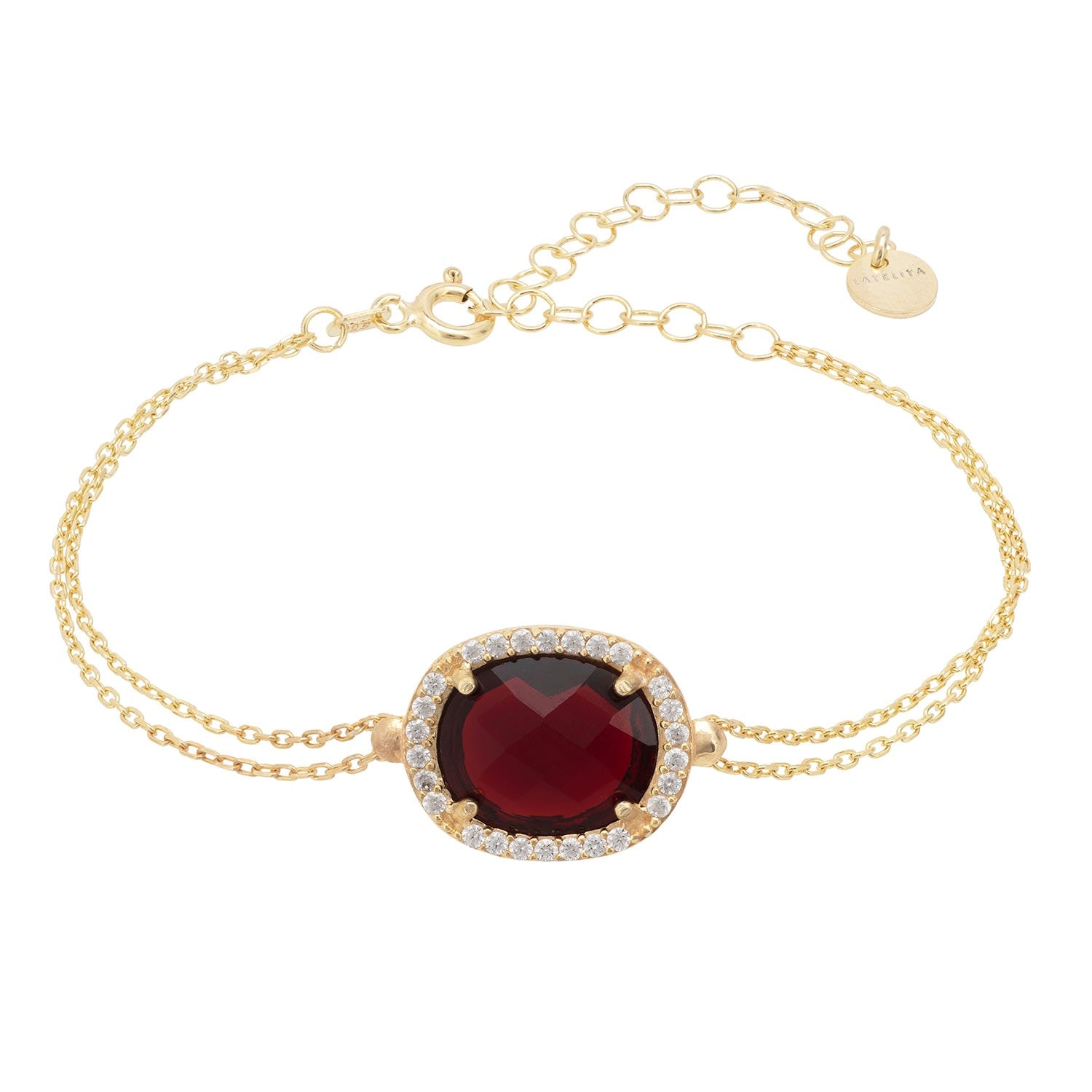 Beatrice Oval Gemstone Bracelet Gold Garnet