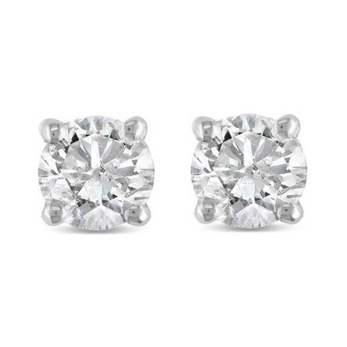 1/2Ct Round Diamond Studs Earrings in 14K White Or Yellow Gold Basket Setting