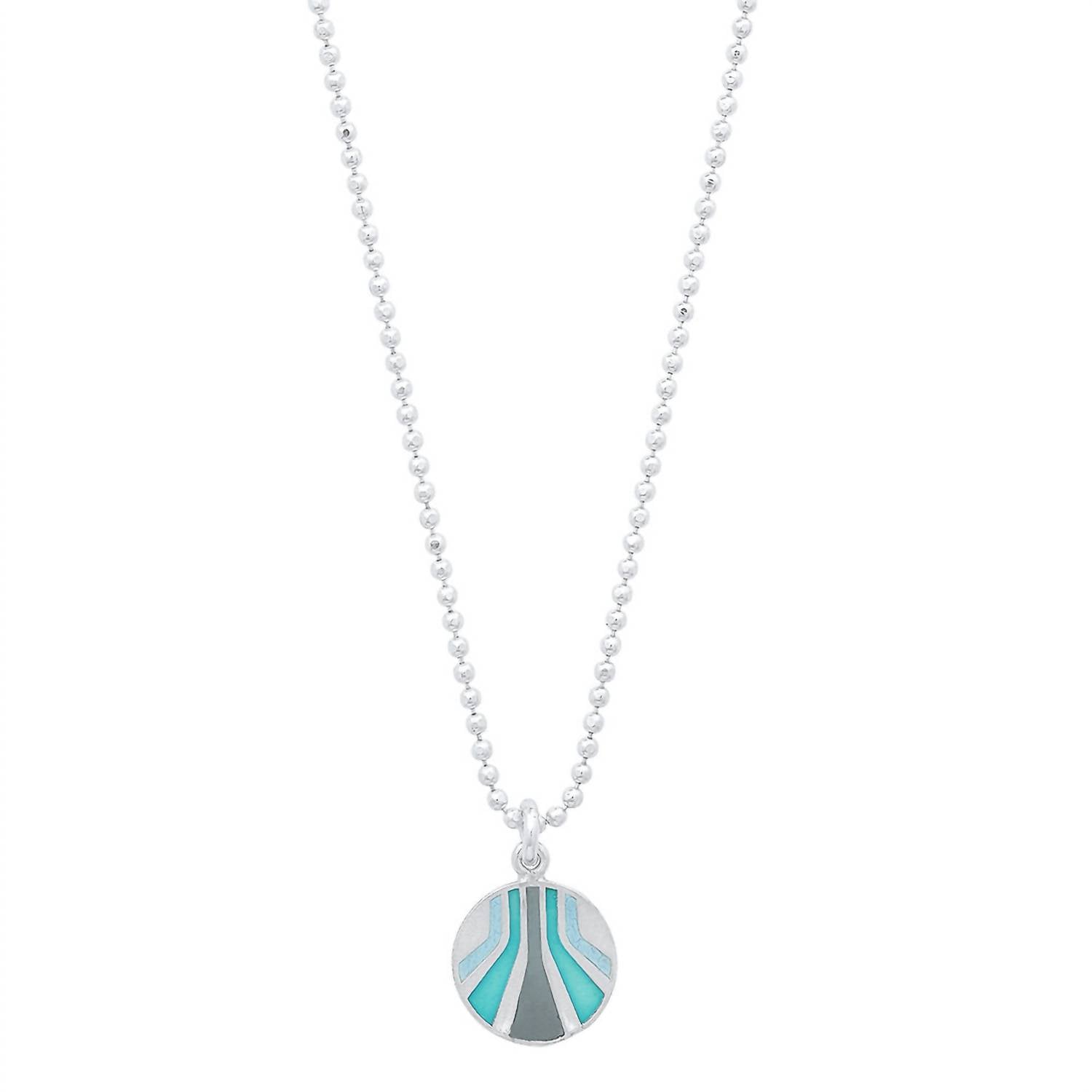 Women's Enameled Small Round 'burst' Pendant Necklace In Sterling/blues