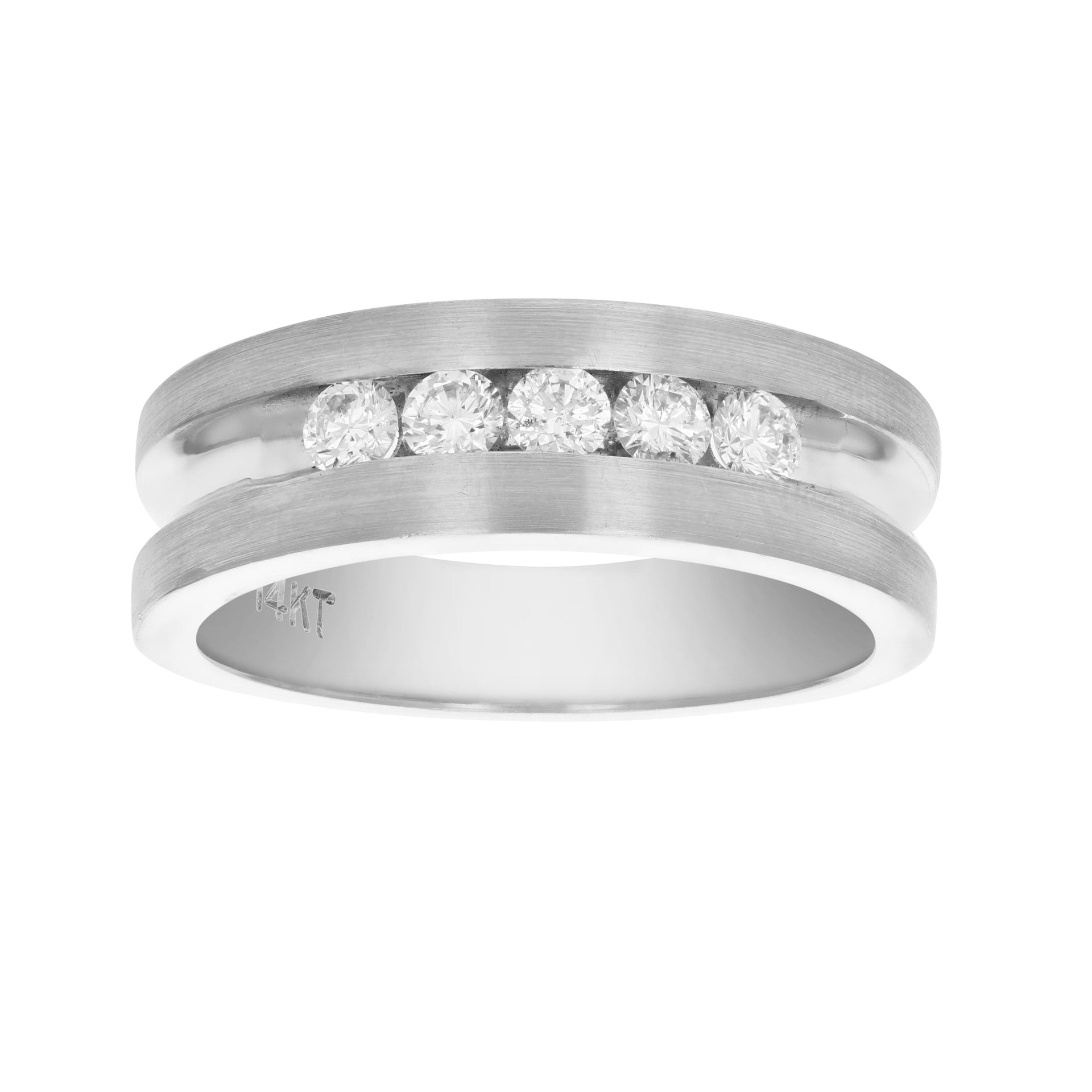 1/2 cttw SI2-I1 5 Stone Certified Machine Diamond Wedding Band 14K Gold