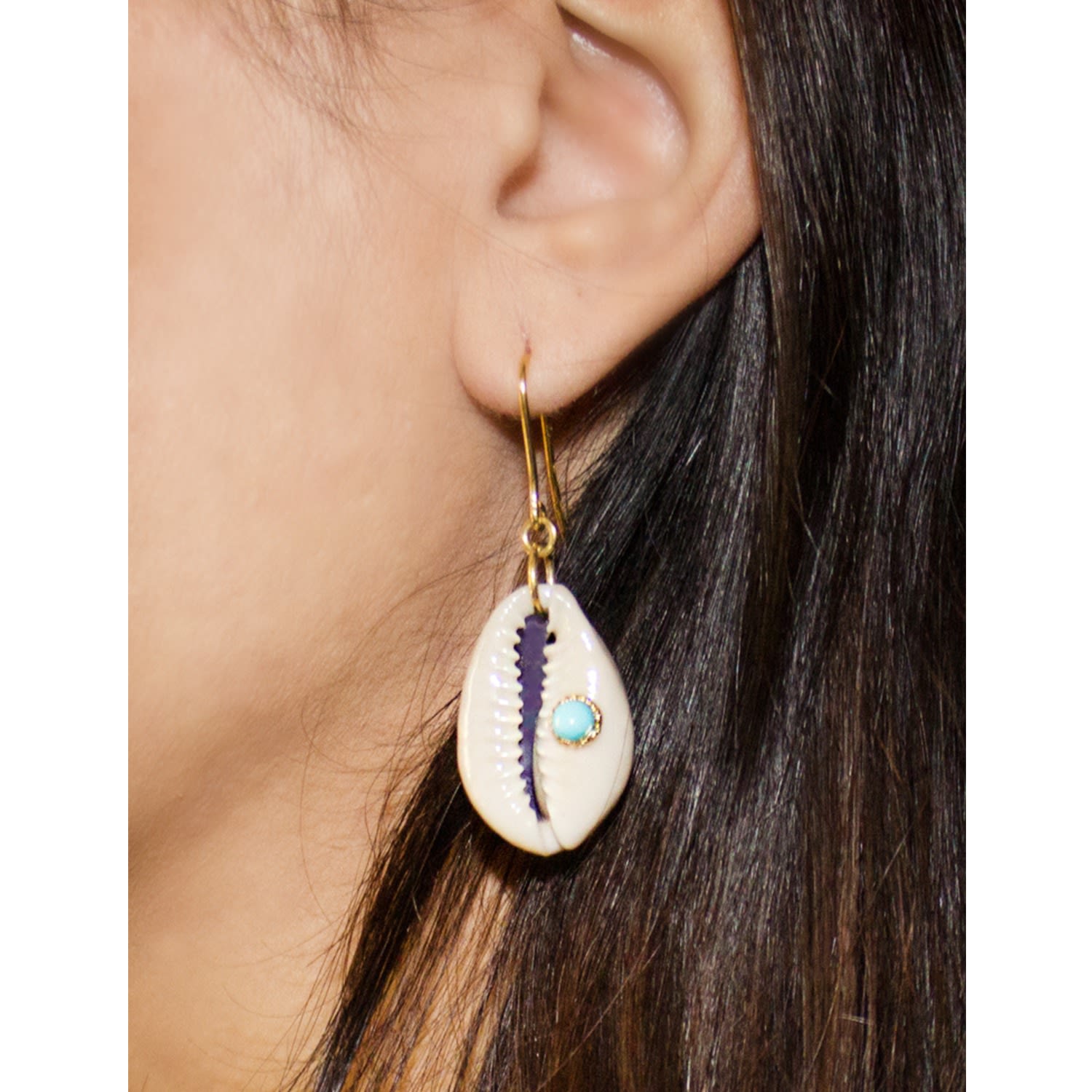 Turquoise & Cowrie Shell Earrings