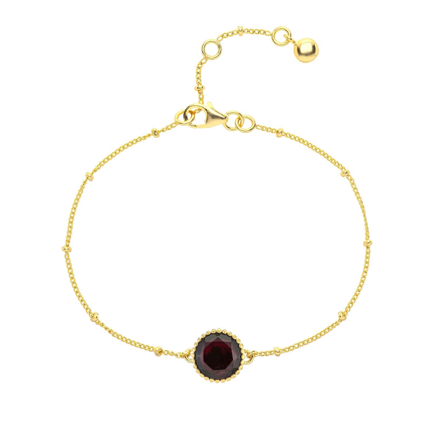 Barcelona January Birthstone Bracelet - Gold, Red