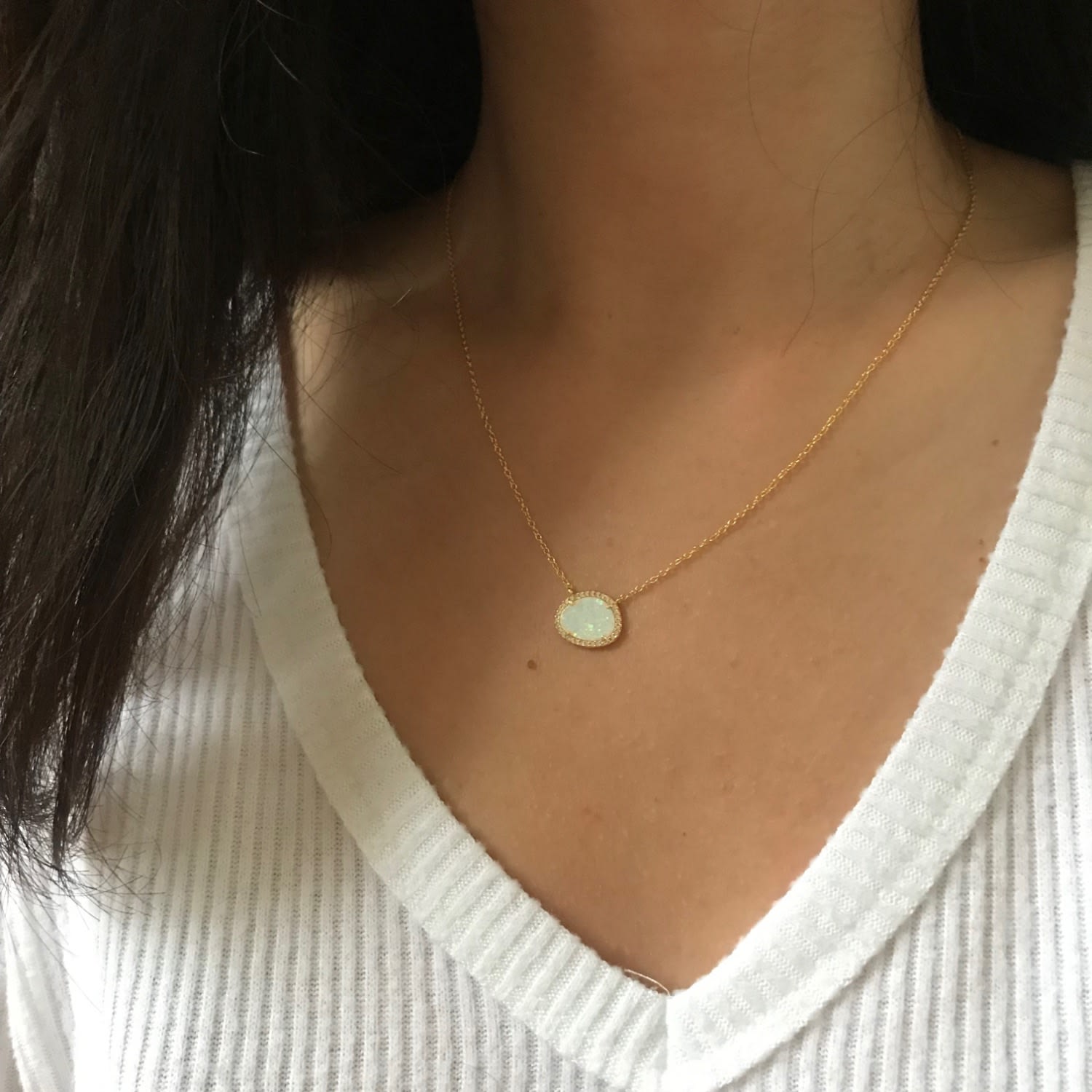 Kokoto Necklace - White Opal With Stripes