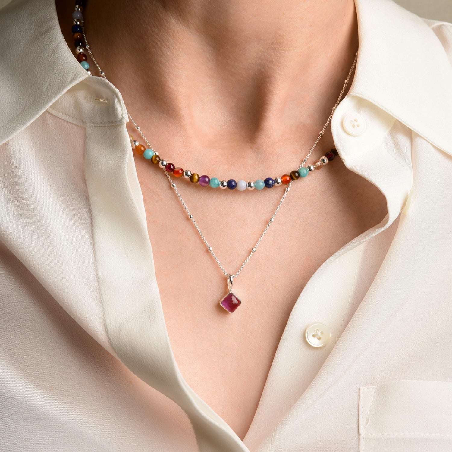 Diamond Amethyst Necklace Birthstone February Gold Plated Sterling Silver