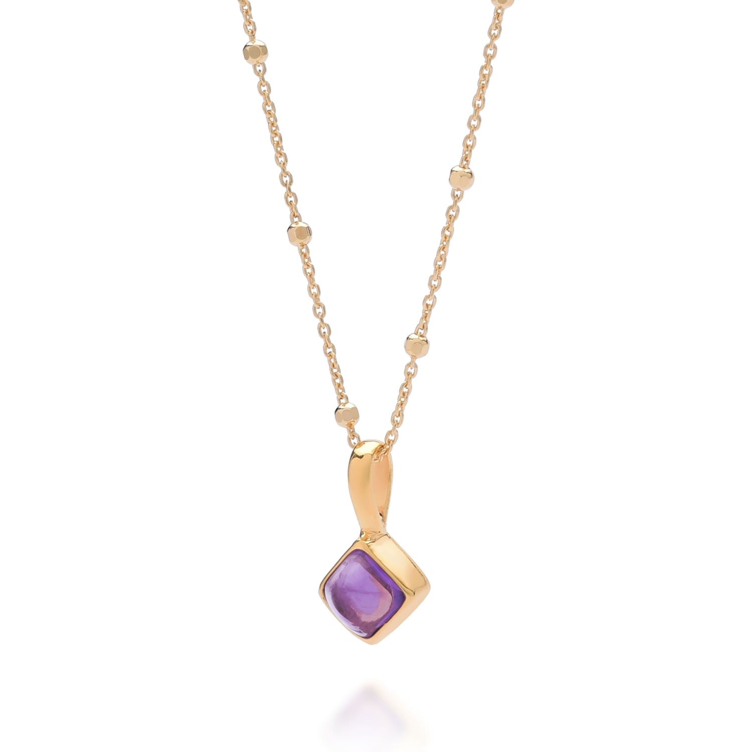 Diamond Amethyst Necklace Birthstone February Gold Plated Sterling Silver