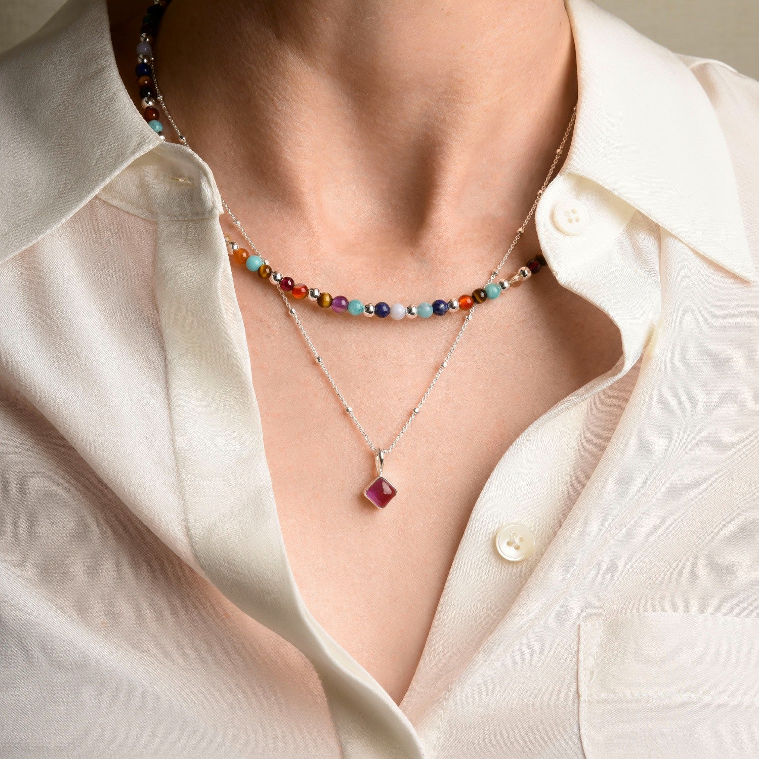 Diamond Amethyst Necklace Birthstone February Sterling Silver