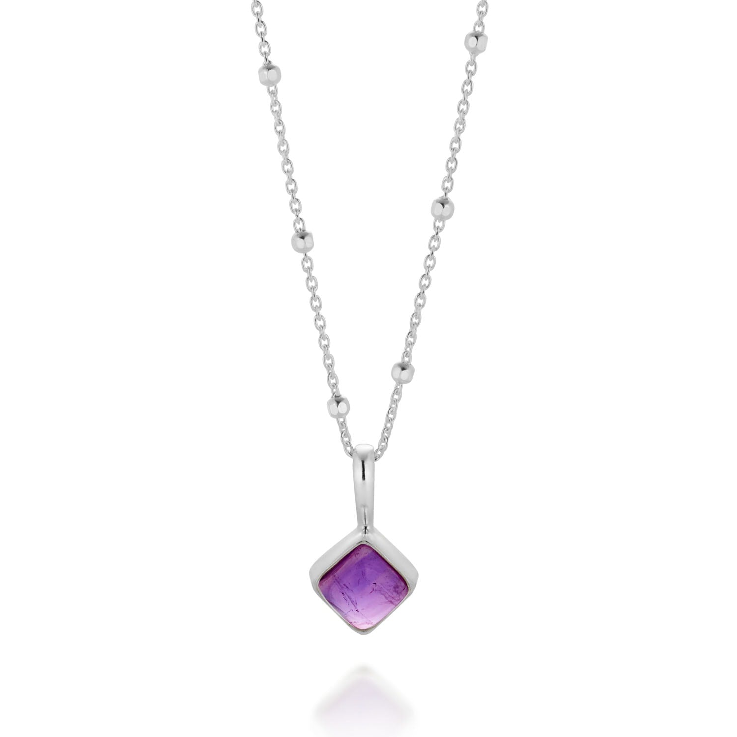 Diamond Amethyst Necklace Birthstone February Sterling Silver