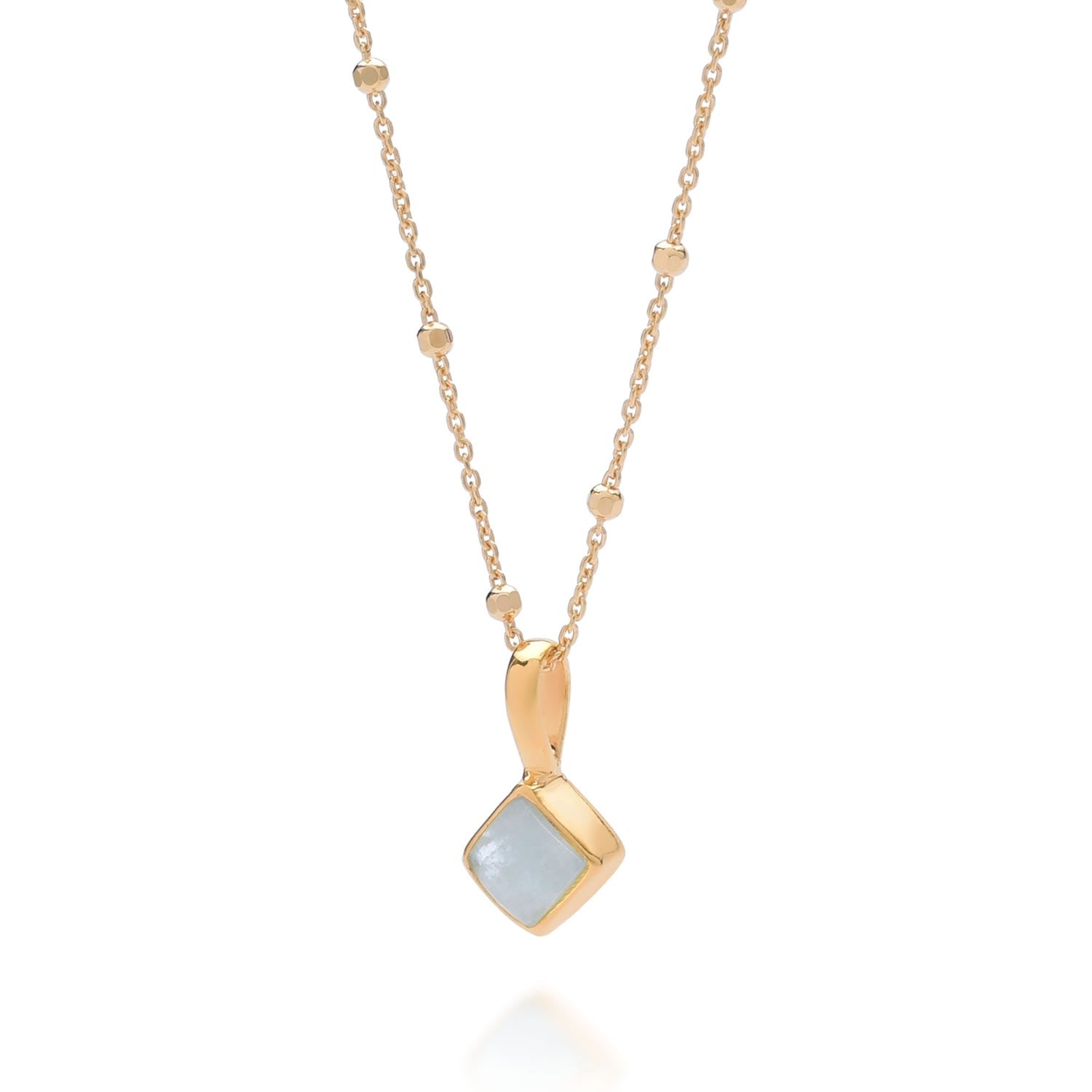 Diamond Aquamarine Necklace Birthstone March Gold Plated Sterling Silver