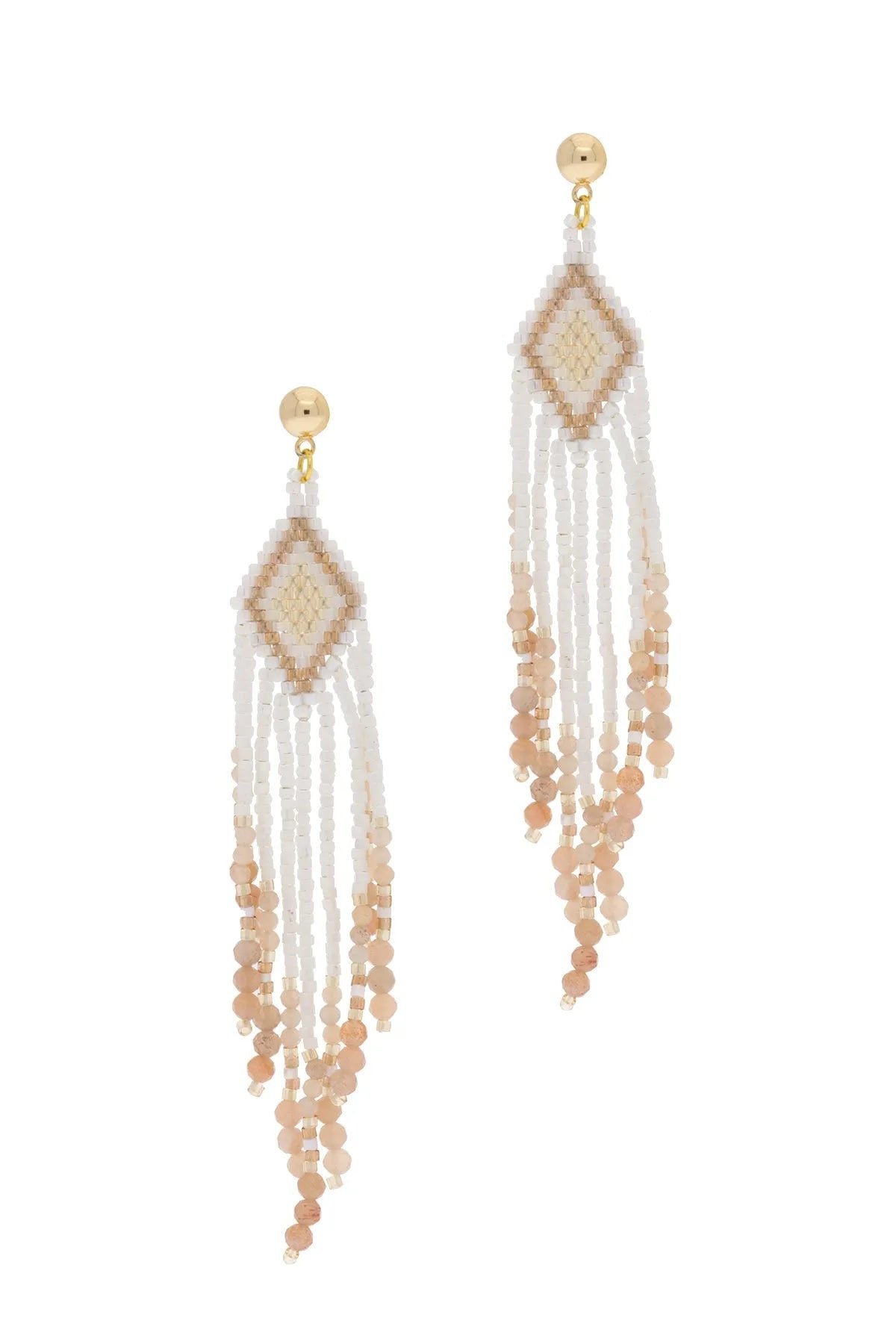Diamond Beaded Dangle Earrings