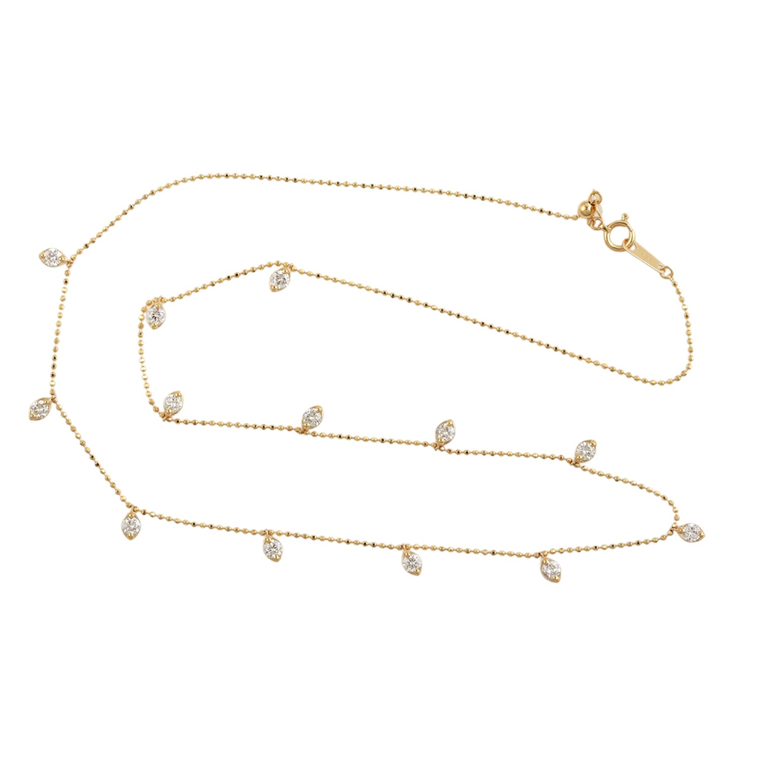 Diamond Station 13 Beaded Necklace In 18K Yellow Gold By Artisan