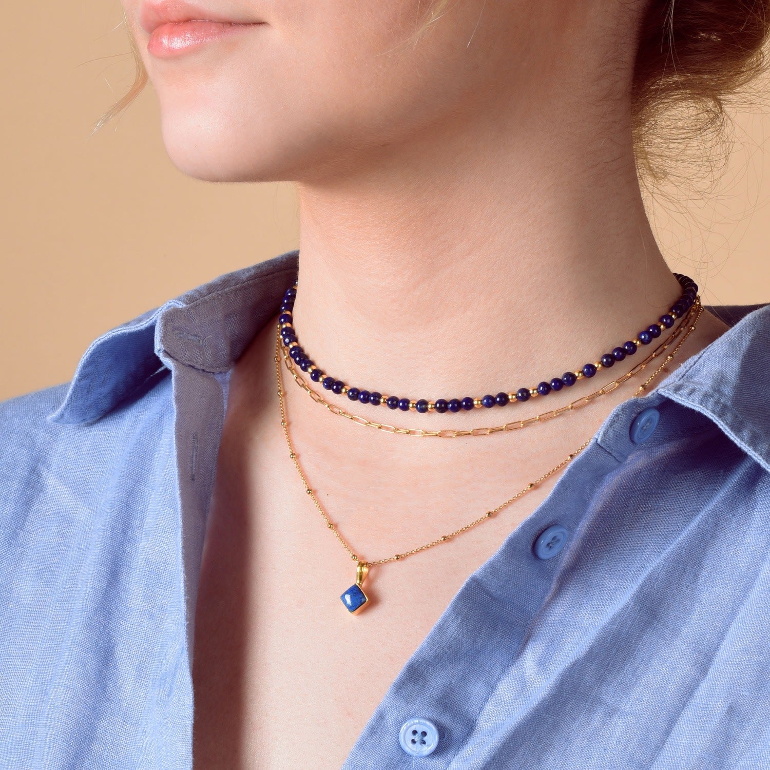 Diamond Lapis Necklace Birthstone September Sterling Silver