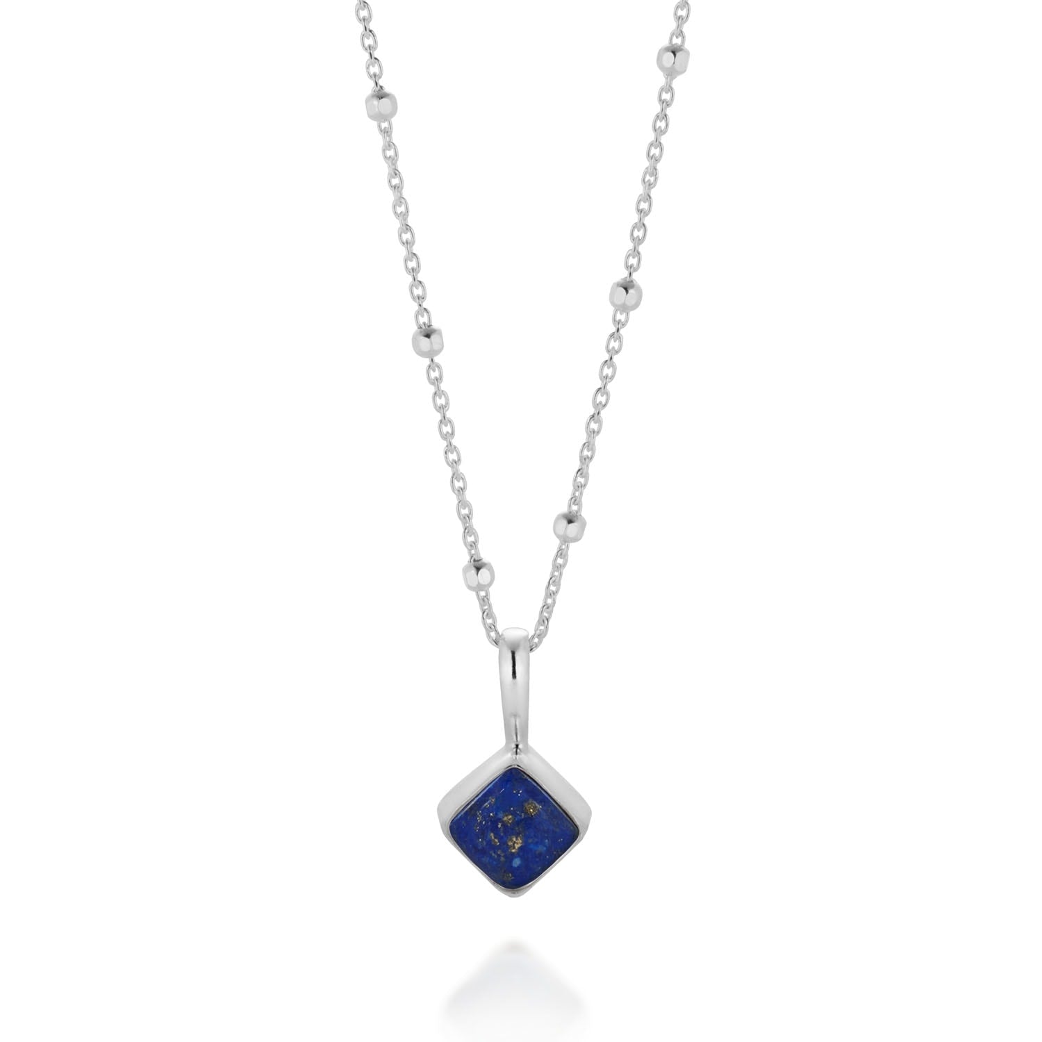 Diamond Lapis Necklace Birthstone September Sterling Silver