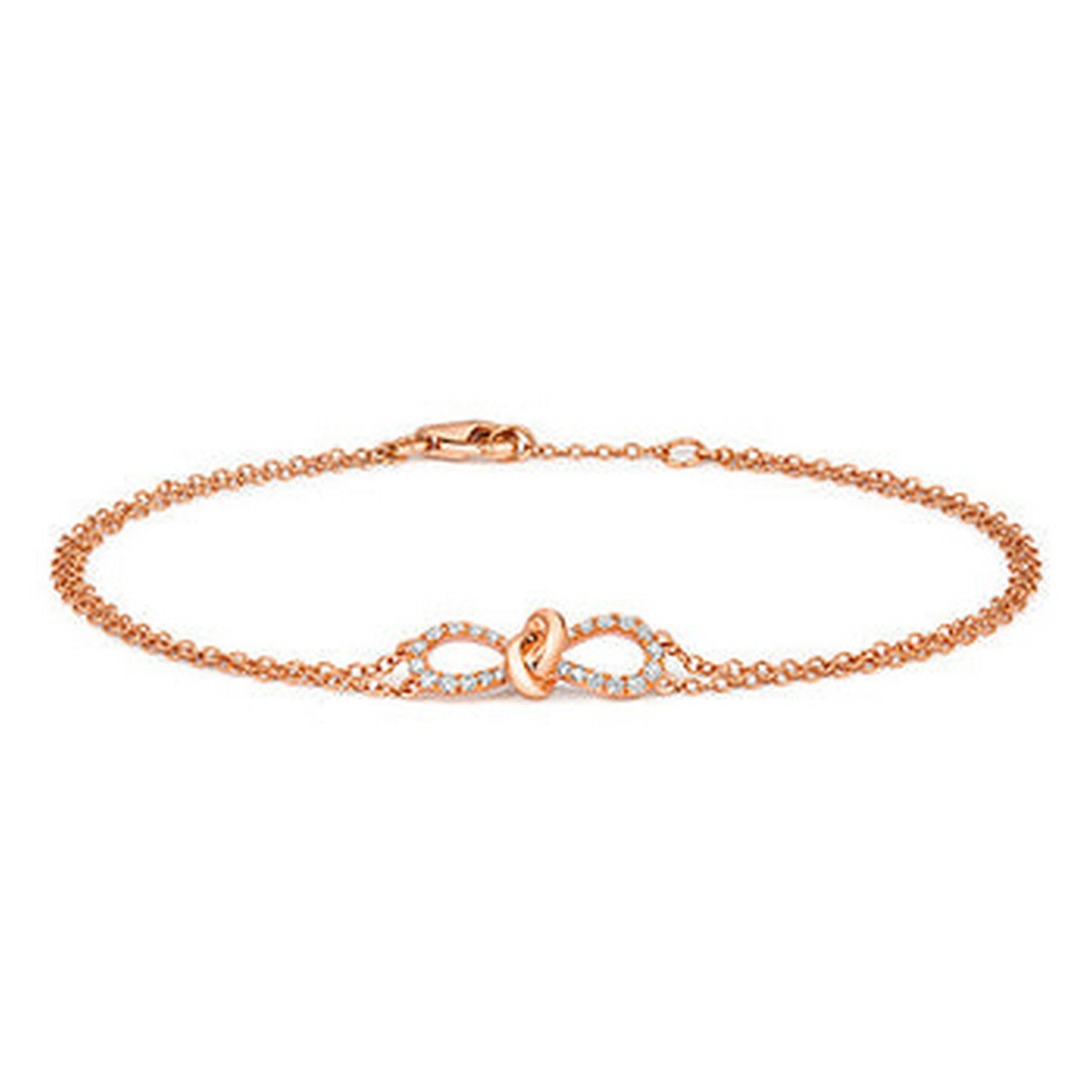 Diamond Ribbon Bow Bracelet In Rose Gold Chain