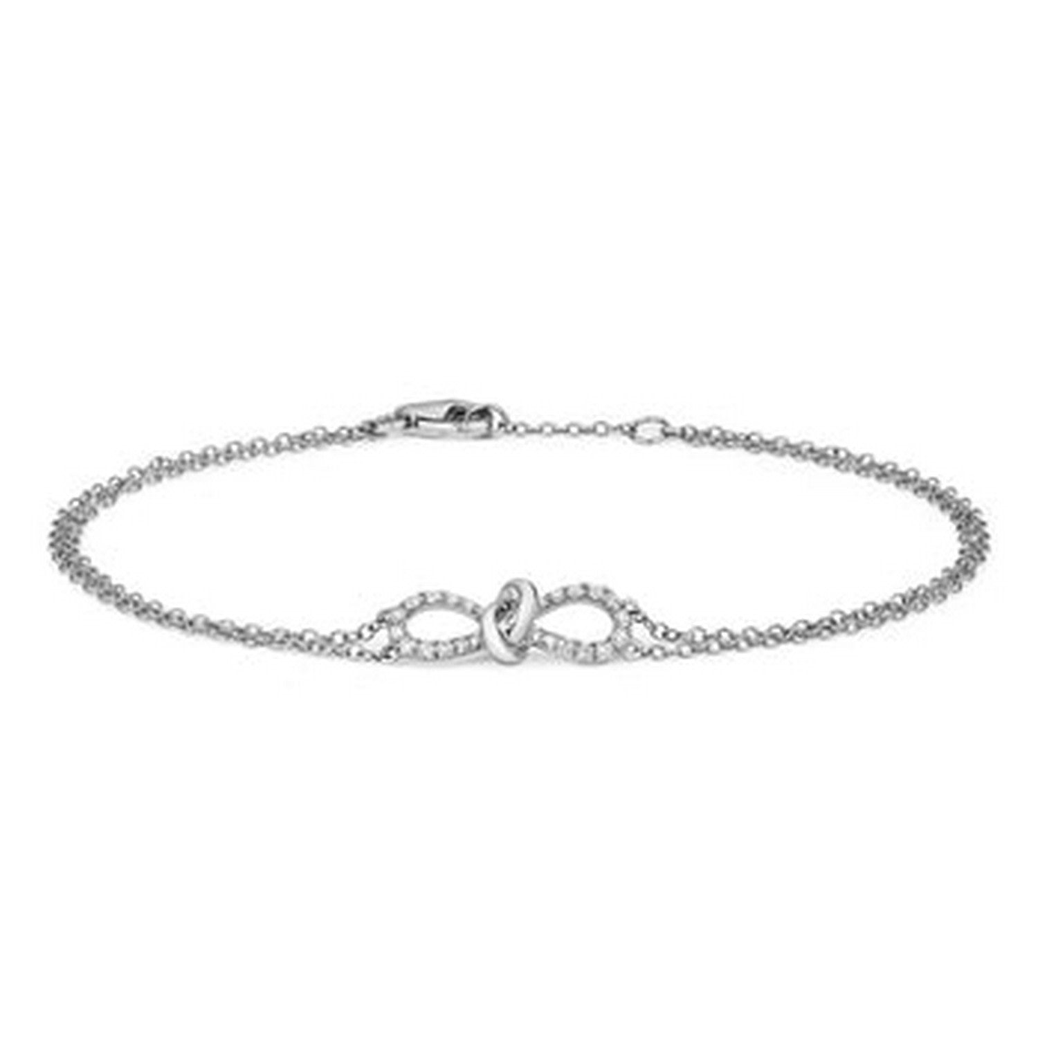 Diamond Bow Ribbon Bracelet In White Gold Chain