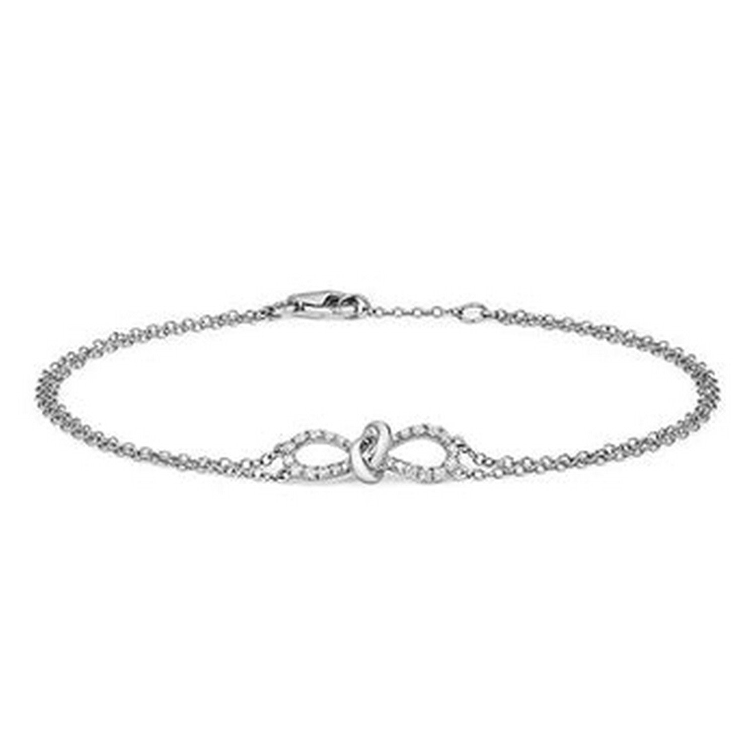 Diamond Bow Ribbon Bracelet In White Gold Chain