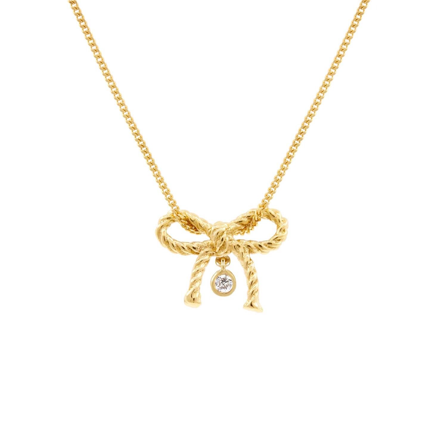 Diamond Bow Necklace - Gold
