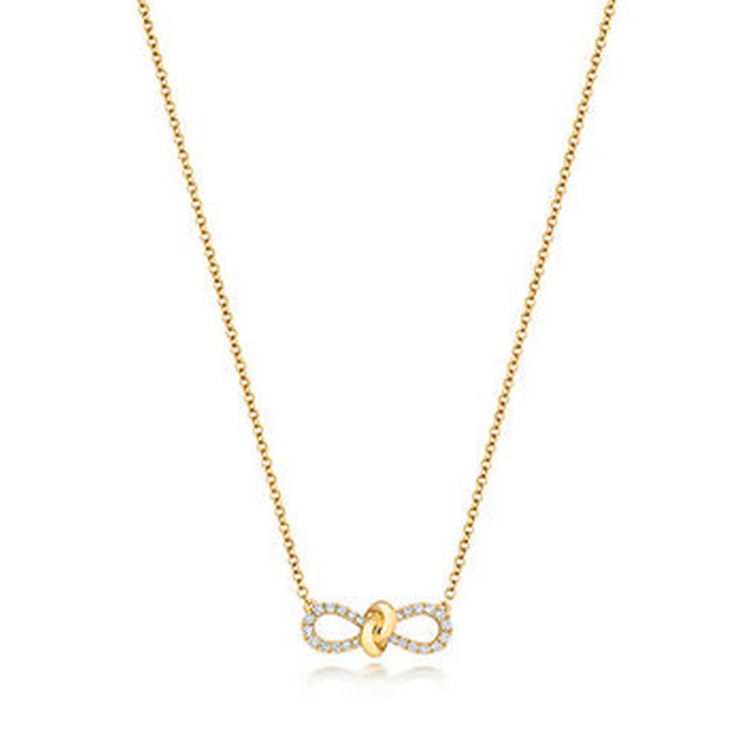 Diamond Bow Necklace In Yellow Gold
