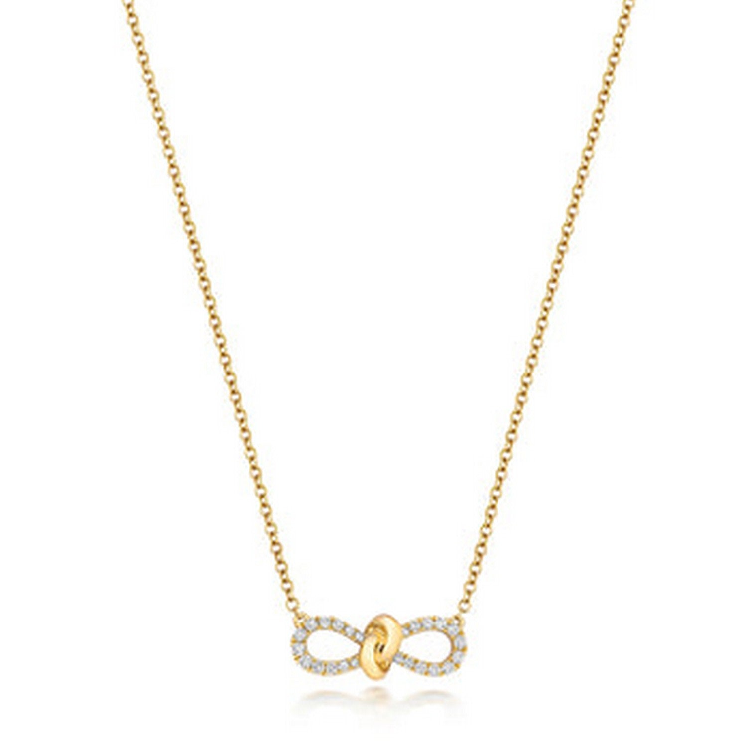 Diamond Bow Necklace In Yellow Gold