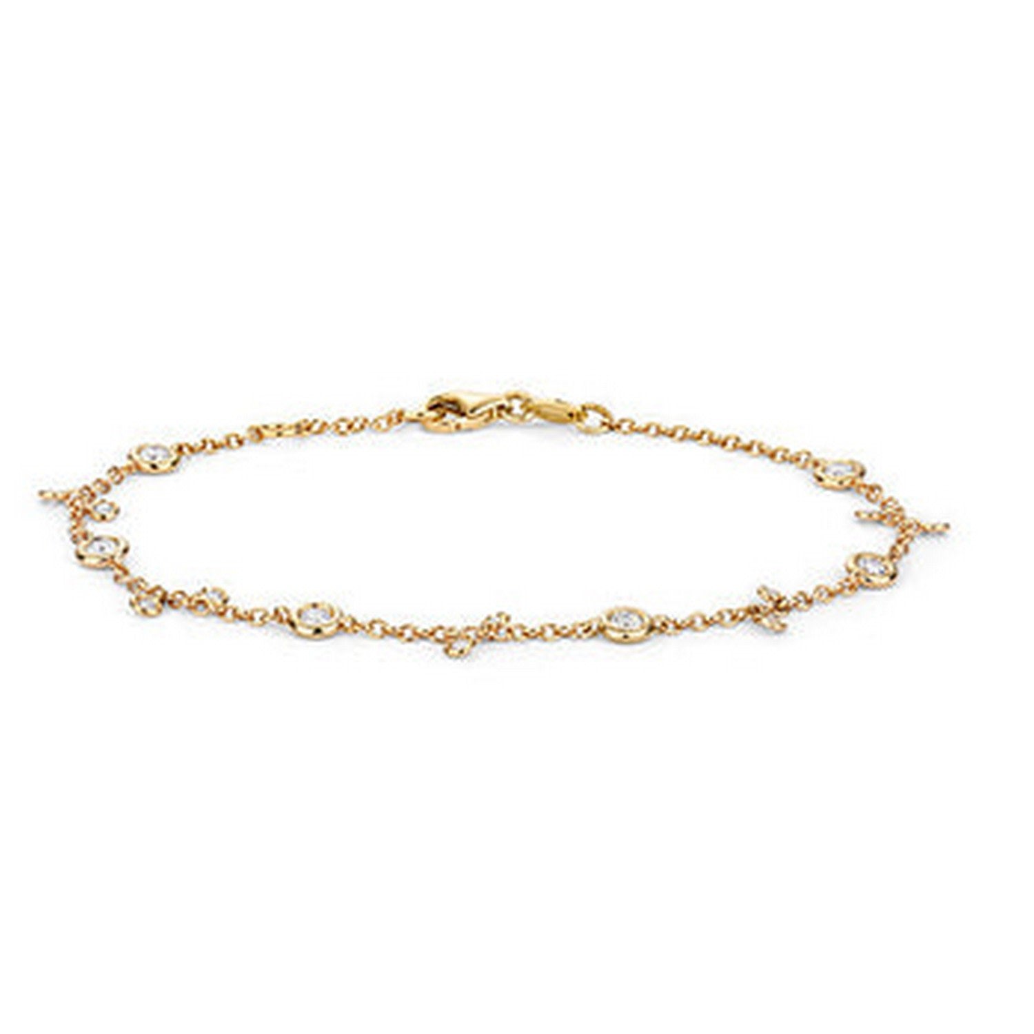 Diamond Bracelet Bezel And Charms Station Chain In Gold