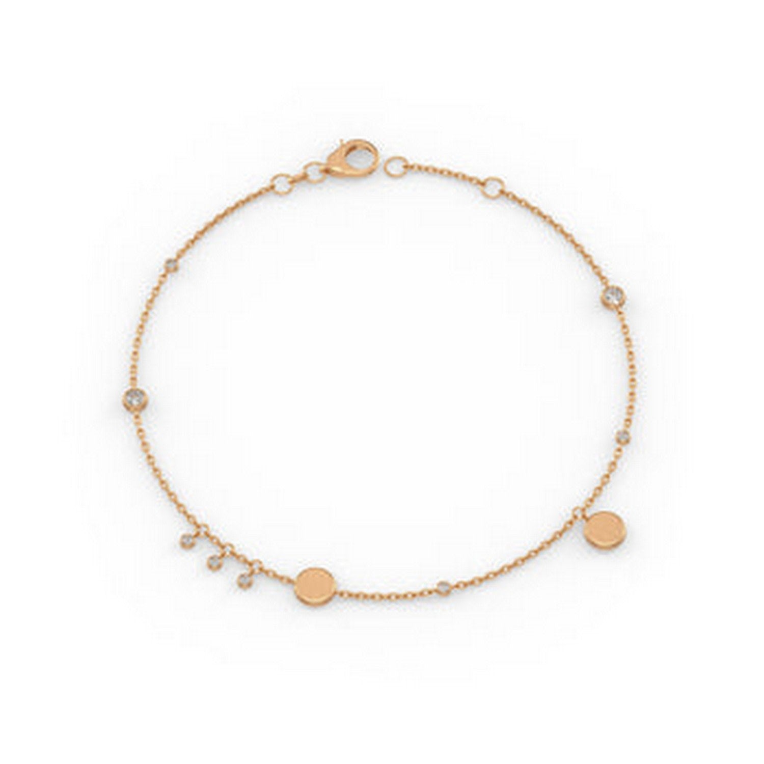 Diamond Bracelet In Rose Gold Charm Disc On Chain