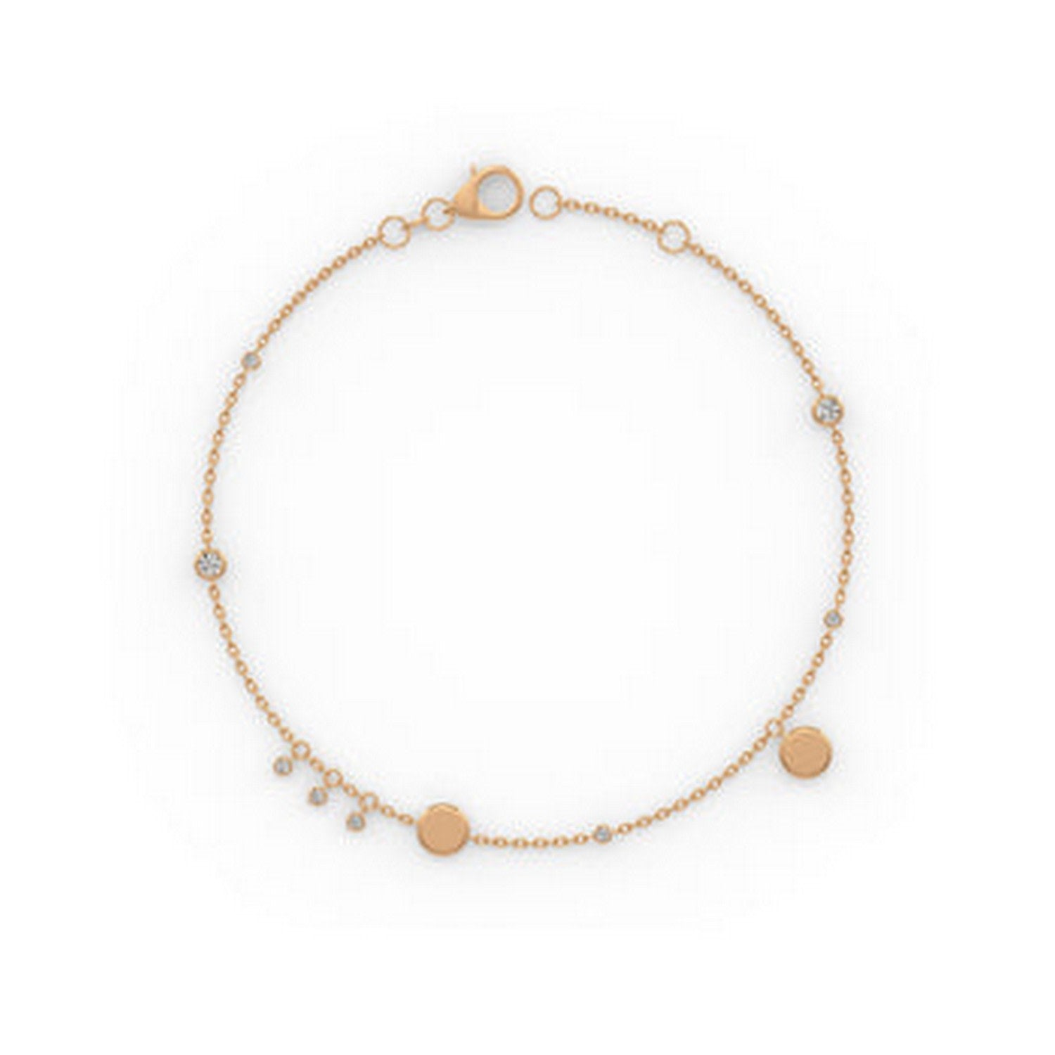 Diamond Bracelet In Rose Gold Charm Disc On Chain